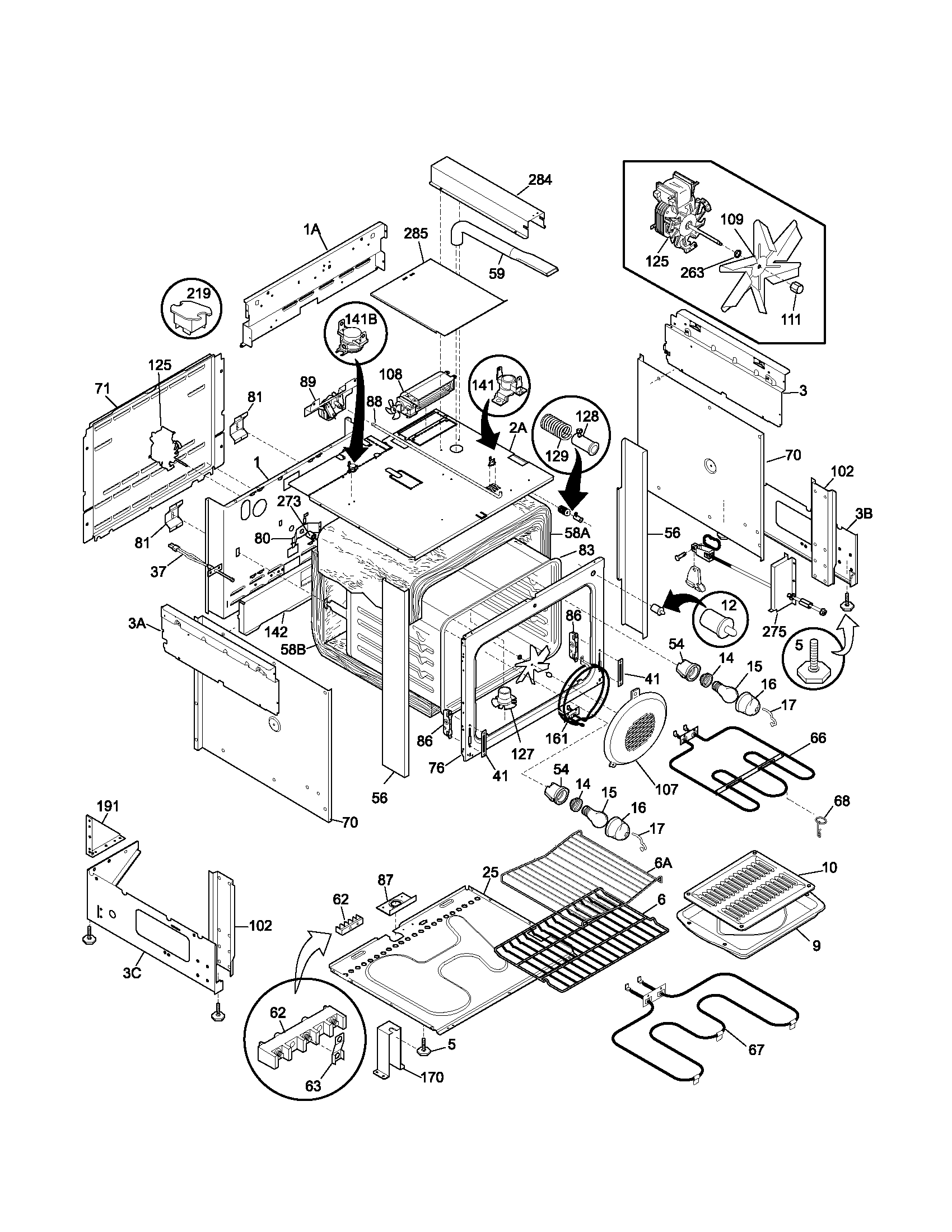 Frigidaire PLES389DCA body diagram