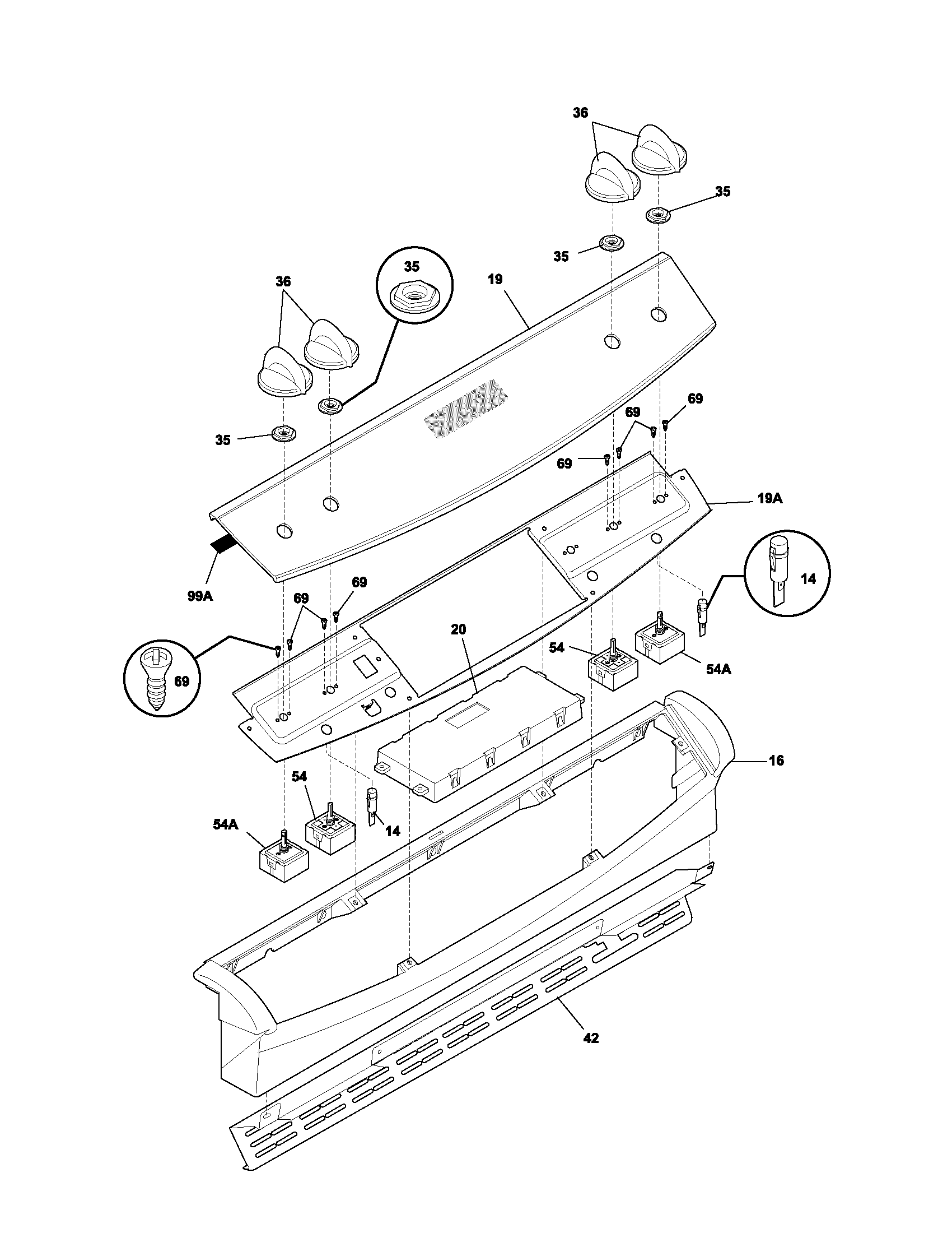 Frigidaire GLED388DQA backguard diagram