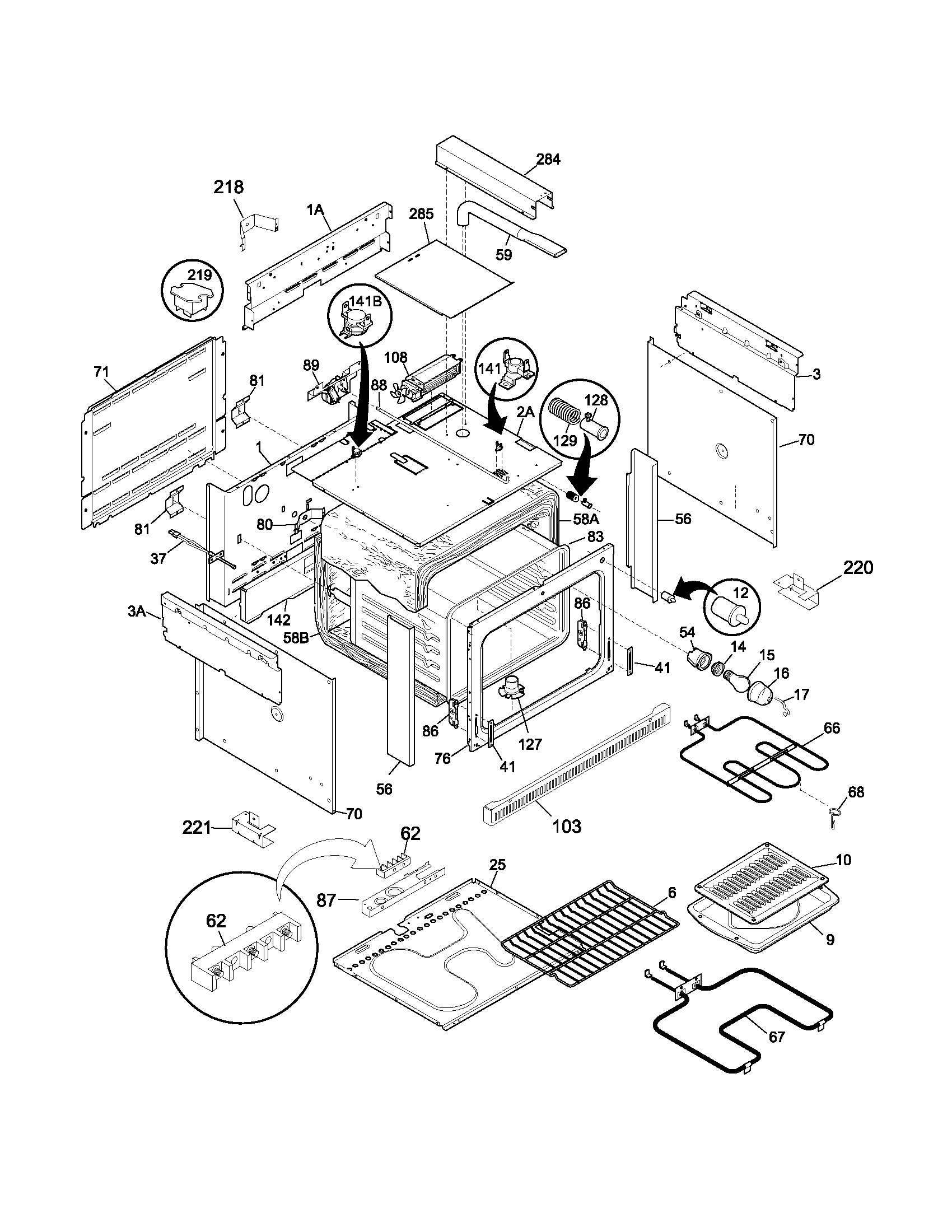 Frigidaire GLED388DQA body diagram