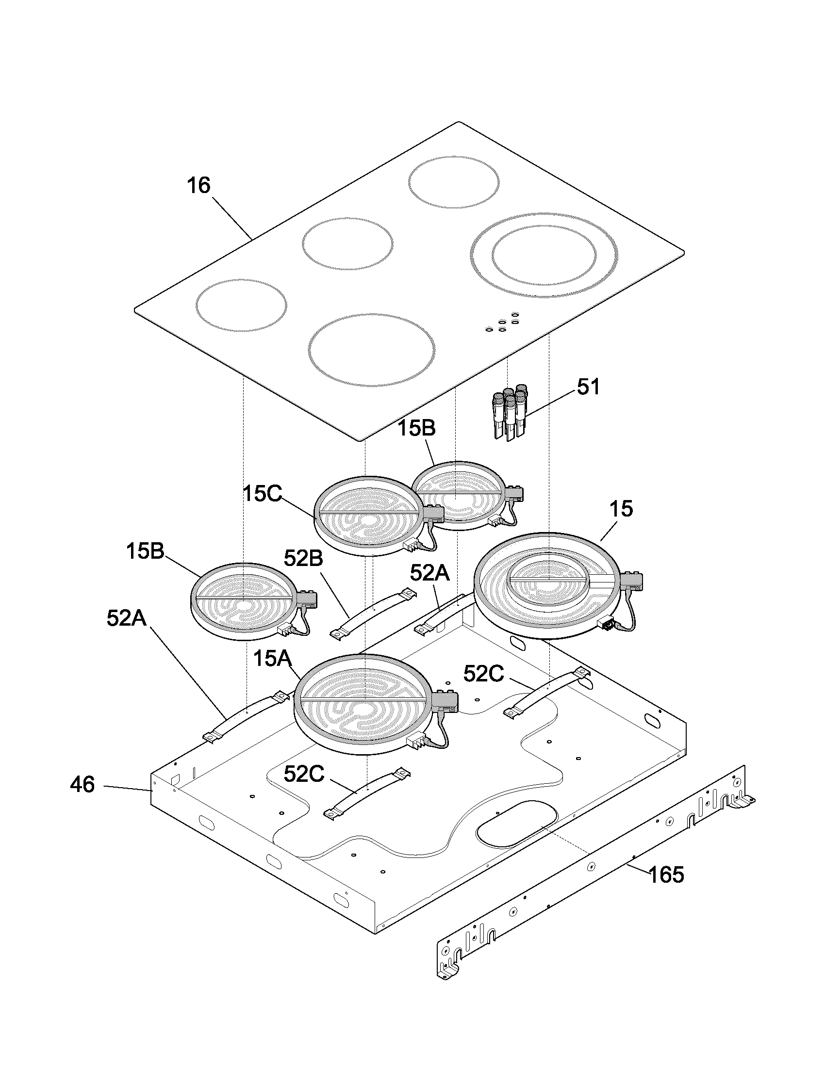 Frigidaire GLED388DQA maintop diagram