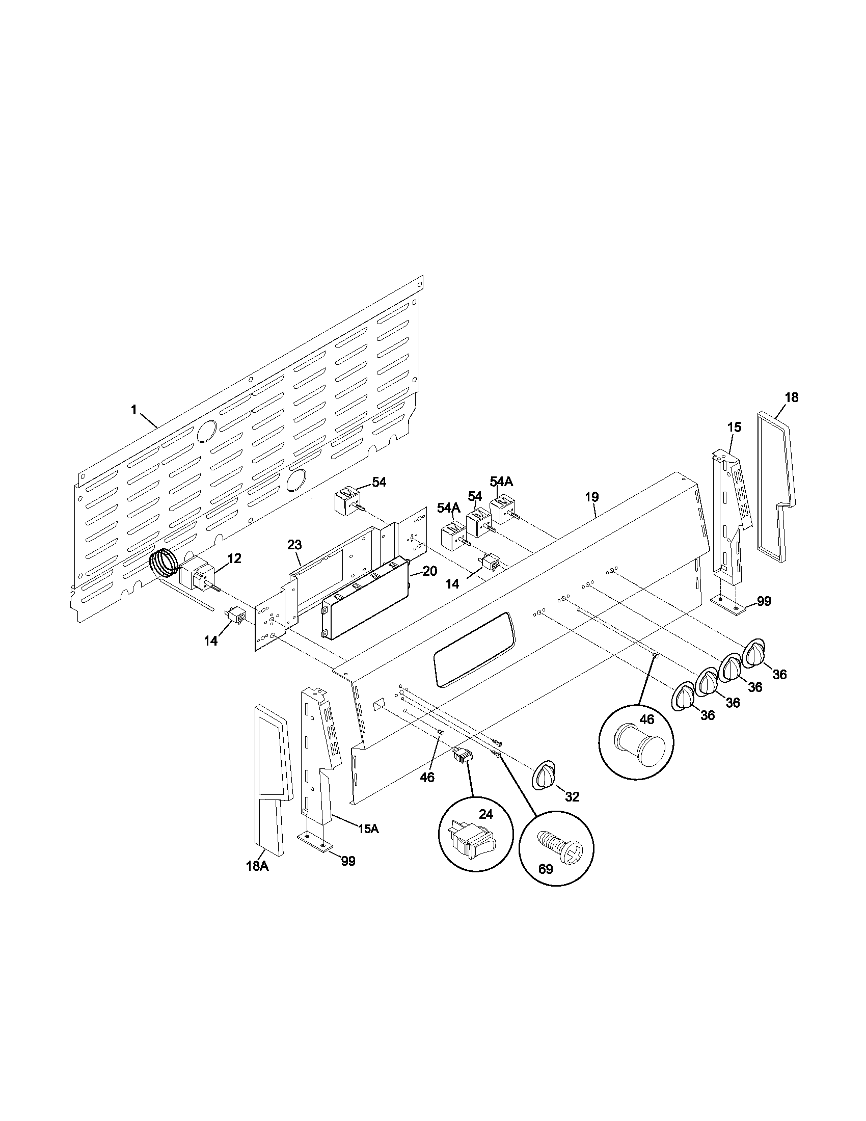 Frigidaire FEF450BWB backguard diagram