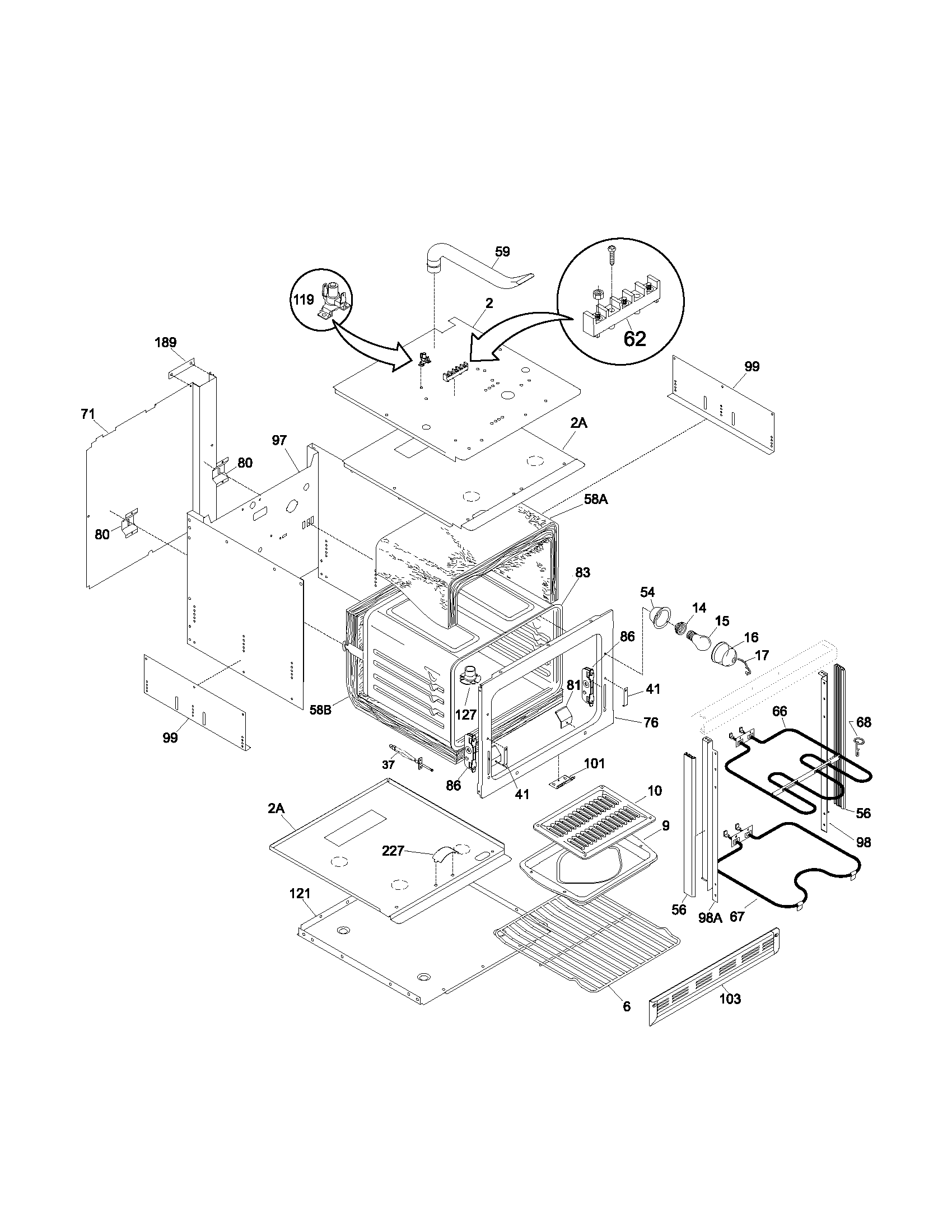 Frigidaire FEB24S2ASB body diagram