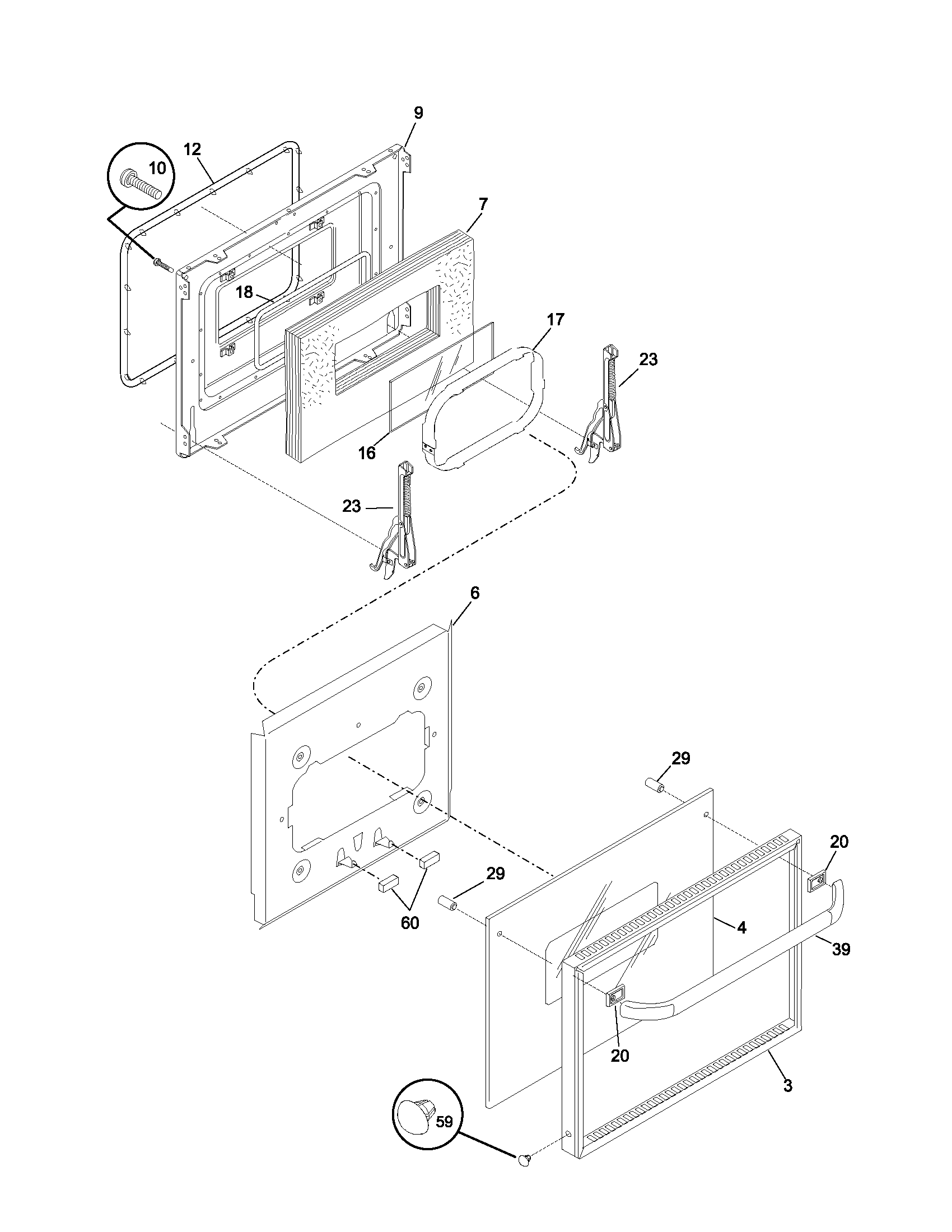 Frigidaire FEB24S2ASB door diagram