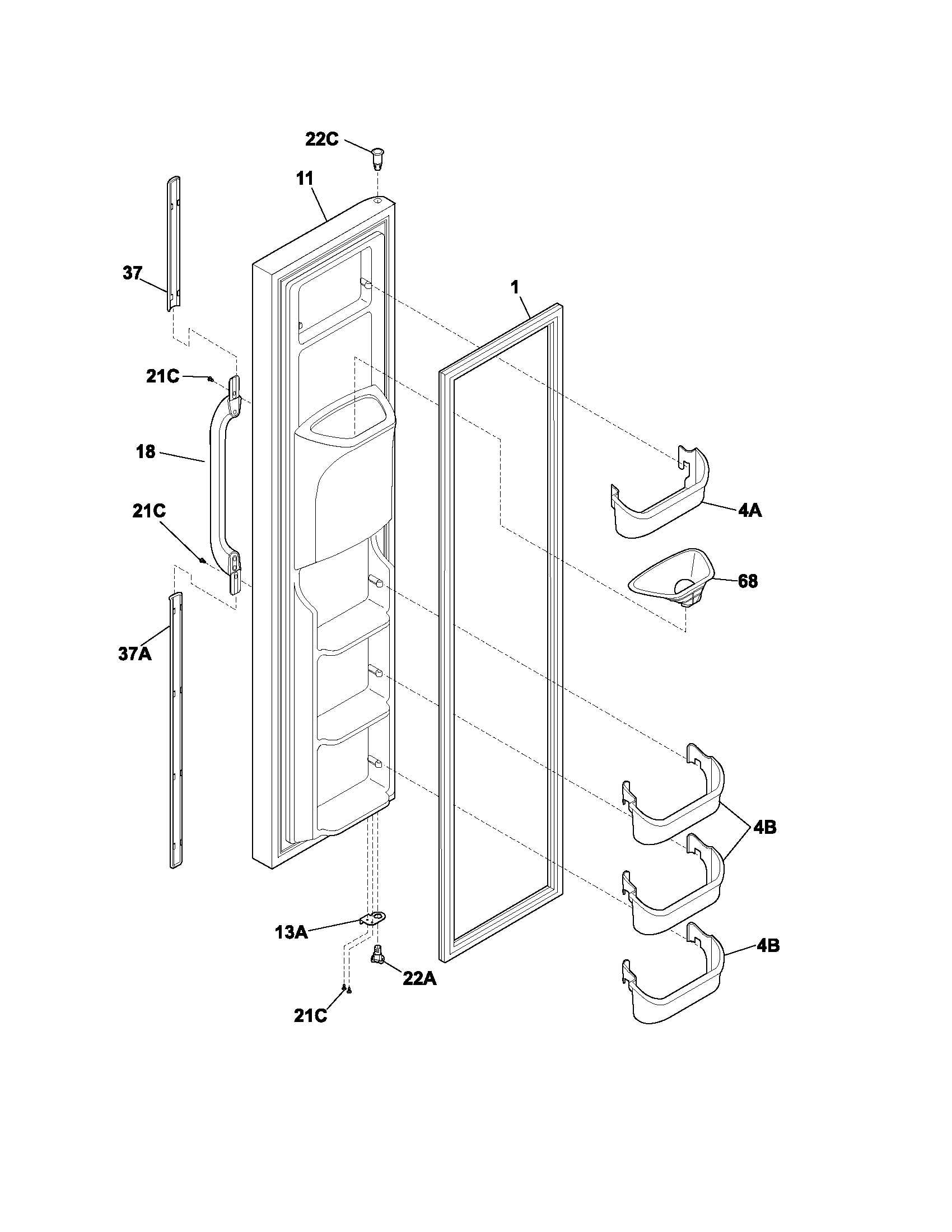 Gibson GRS26R4CQ1 freezer door diagram