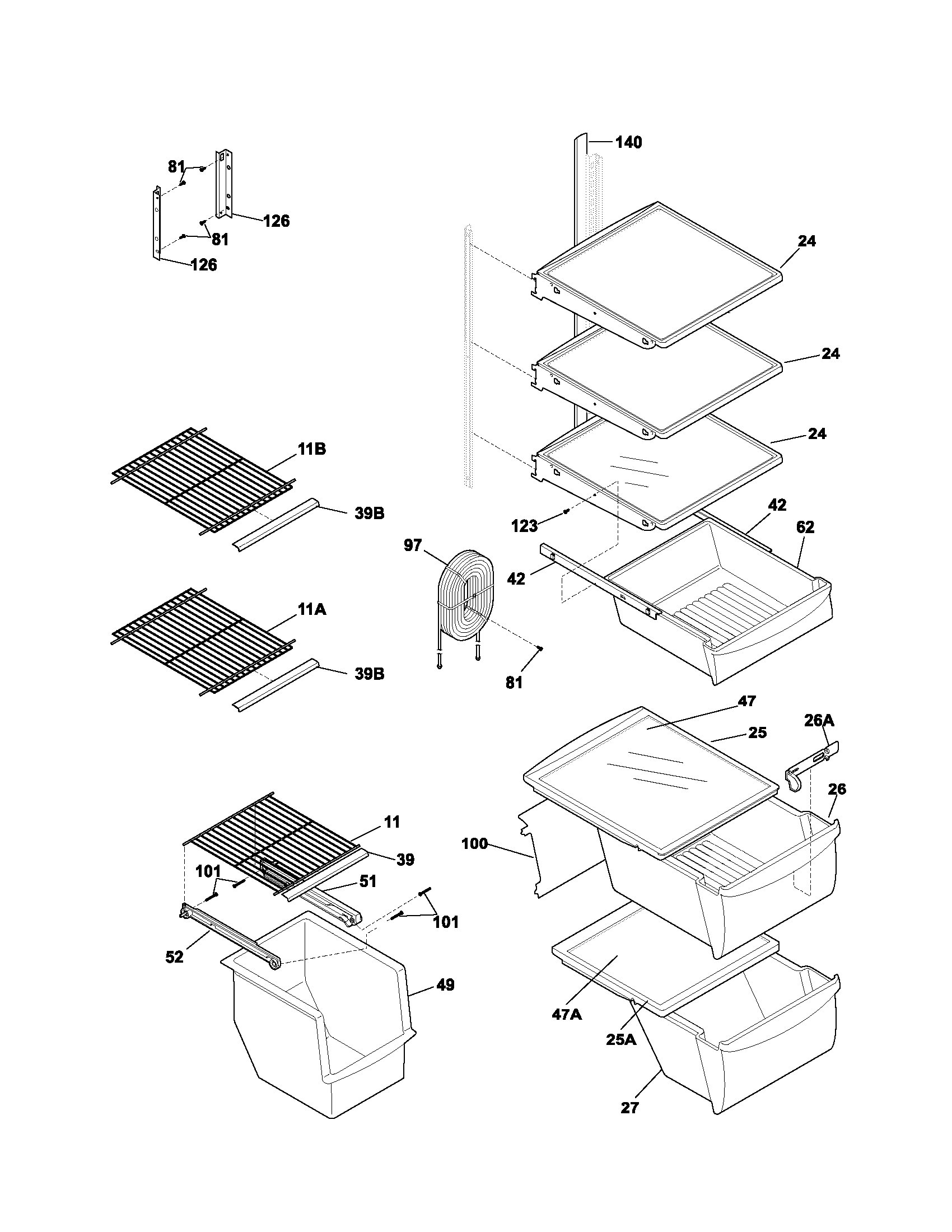 Gibson GRS26R4CQ1 shelves diagram