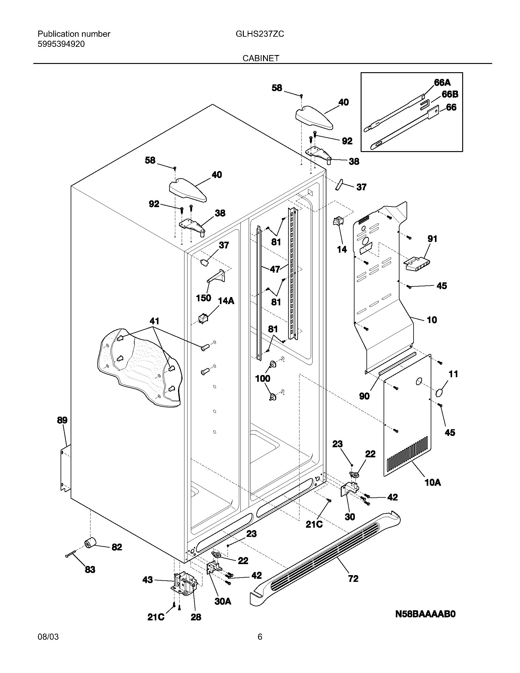 Frigidaire GLHS237ZCB1 cabinet diagram