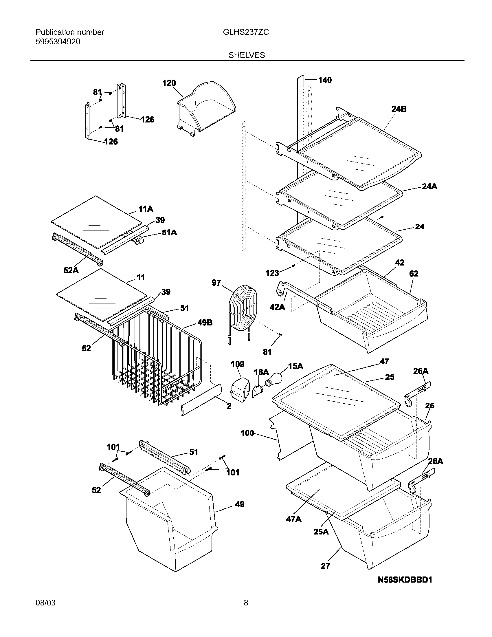 Frigidaire GLHS237ZCB1 shelves diagram