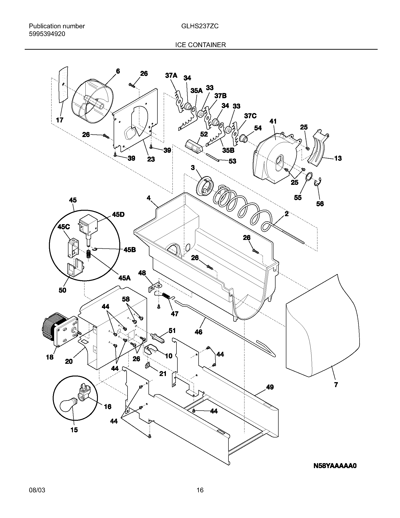 Frigidaire GLHS237ZCB1 ice container diagram