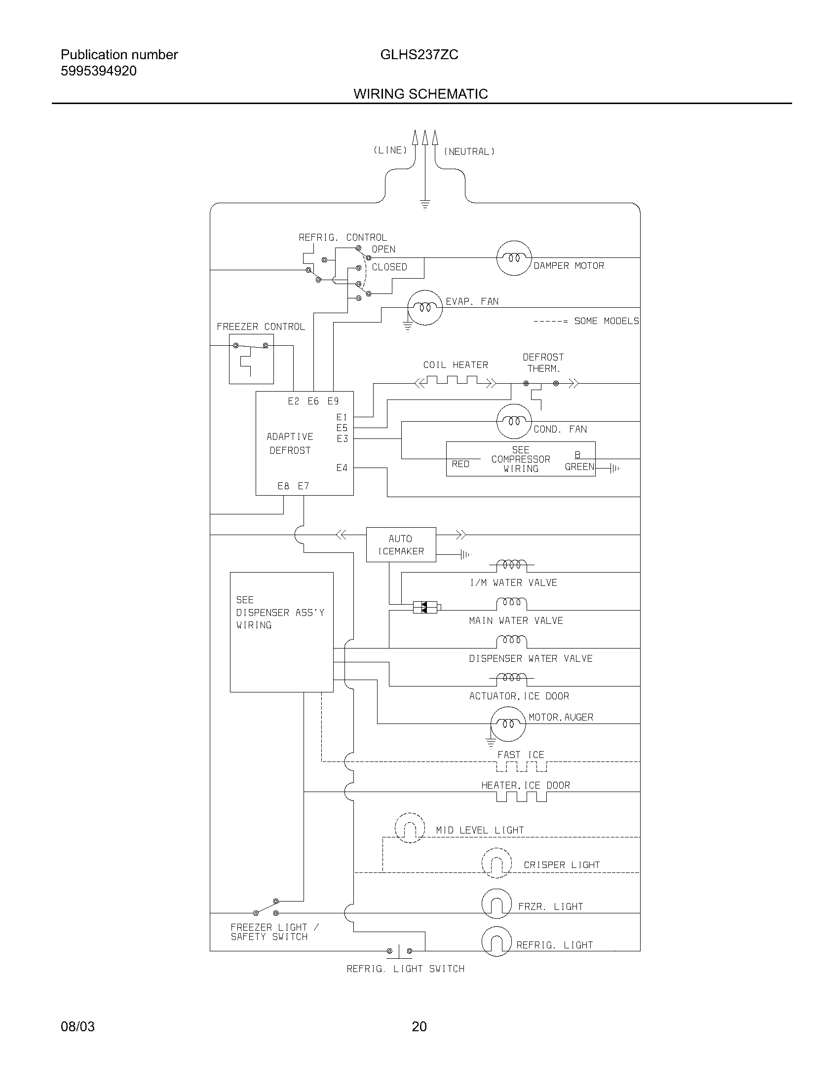 Frigidaire GLHS237ZCB1 wiring schematic diagram