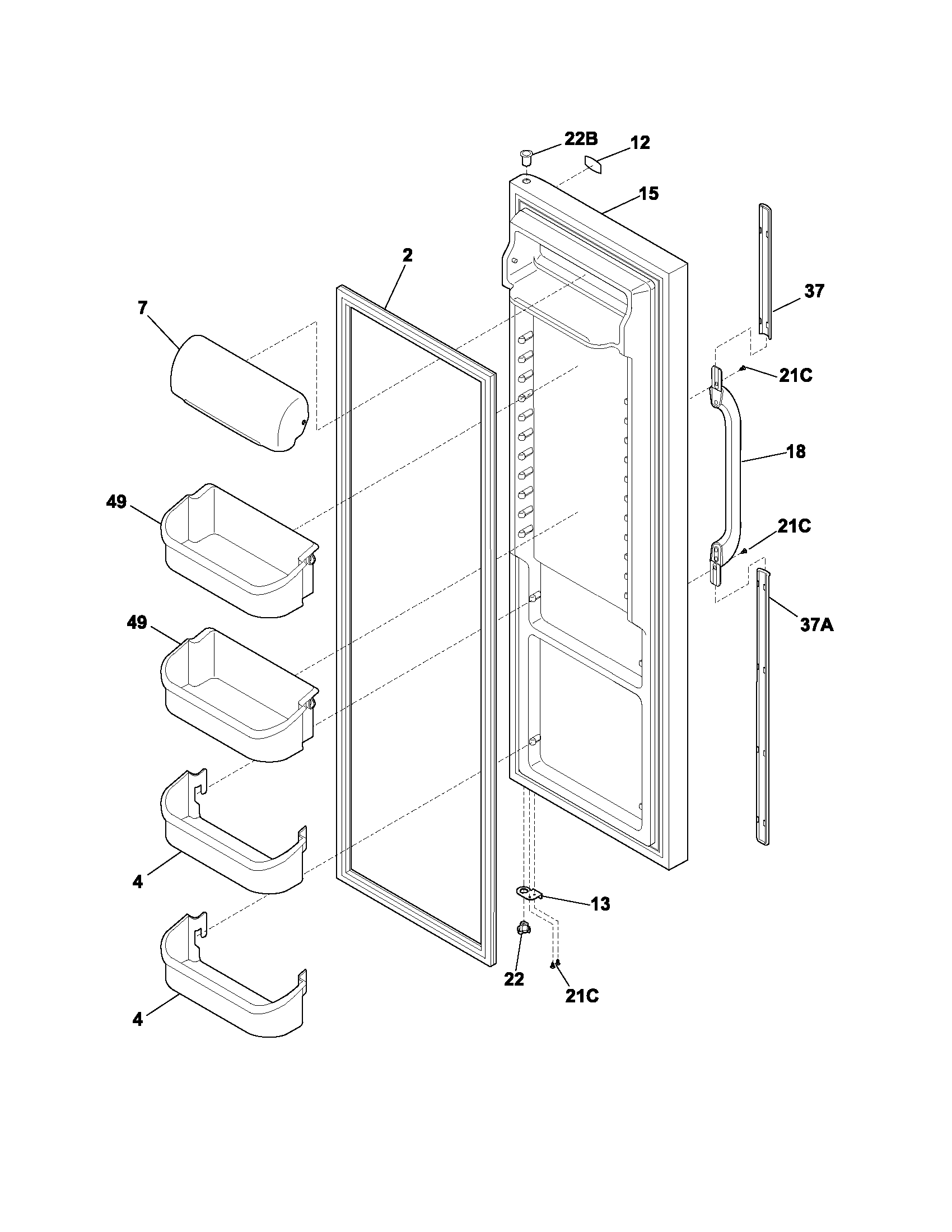 Gibson GRS23R4CW2 refrigerator door diagram