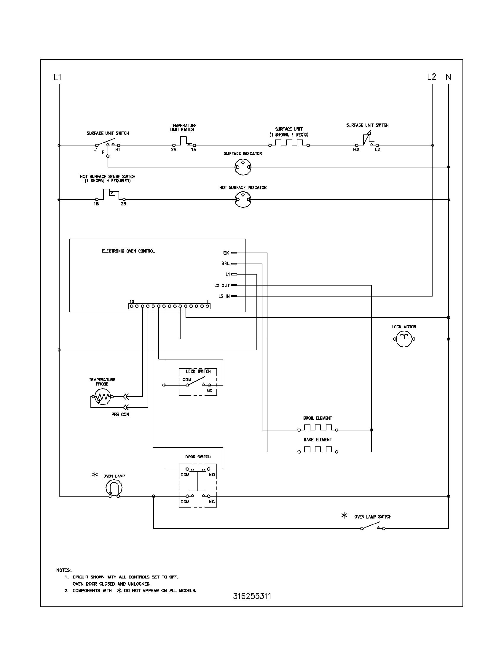 Frigidaire FEF366AWG wiring schematic diagram