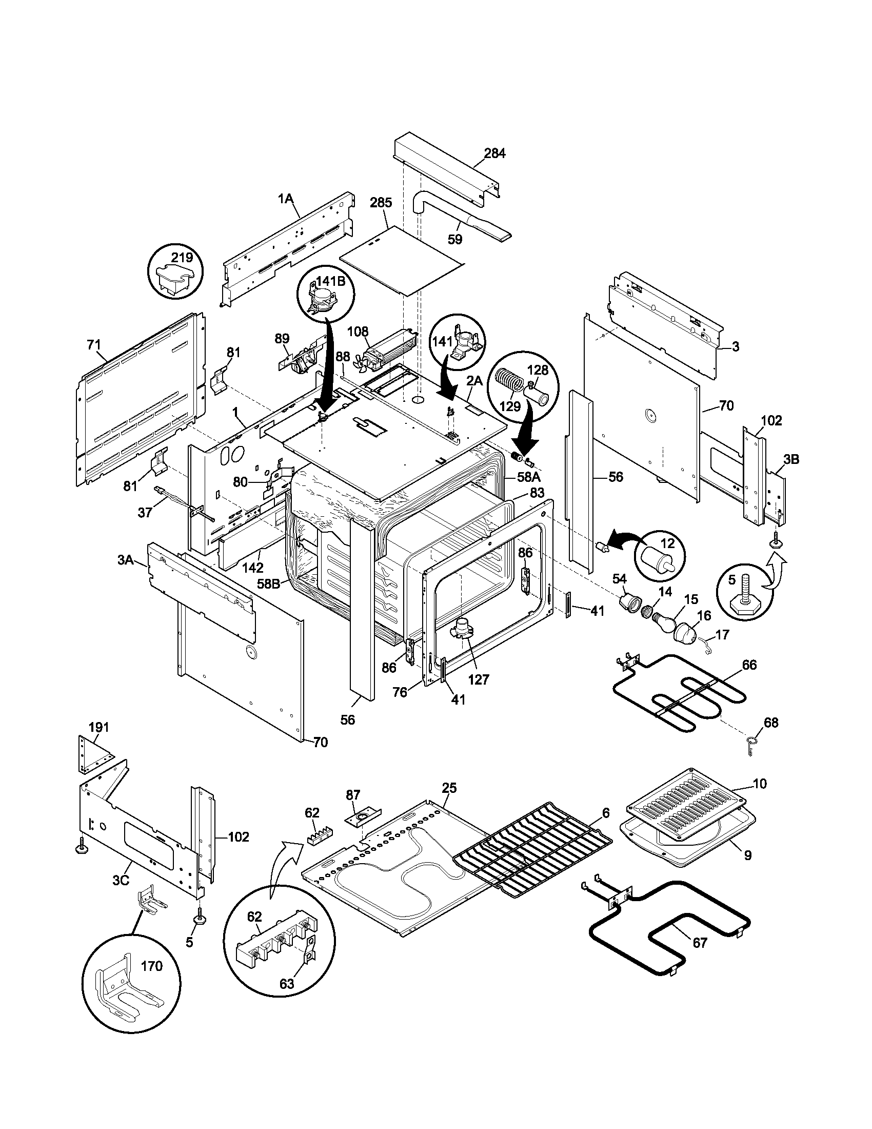 Frigidaire FES367DQA body diagram