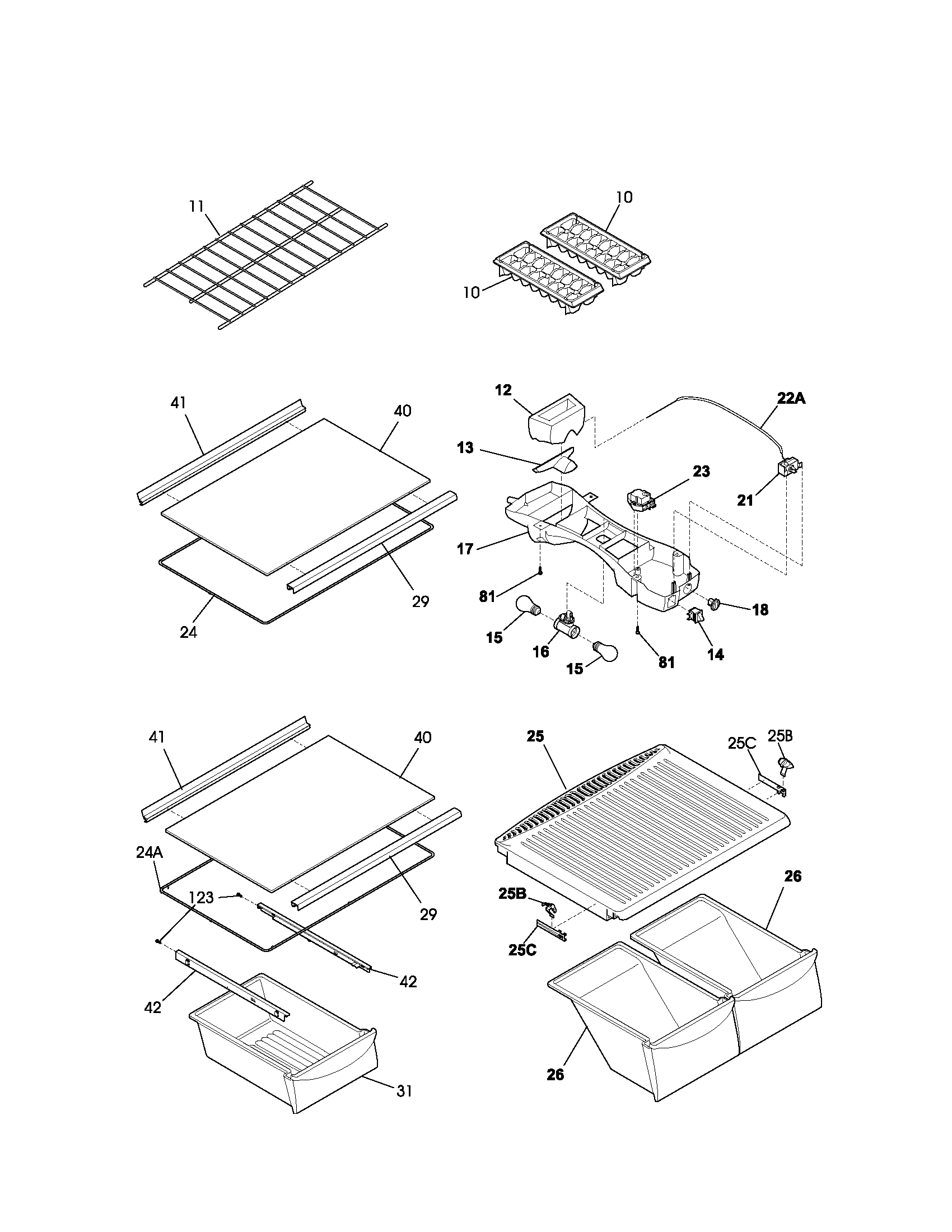 Kenmore 25363662301 shelves diagram