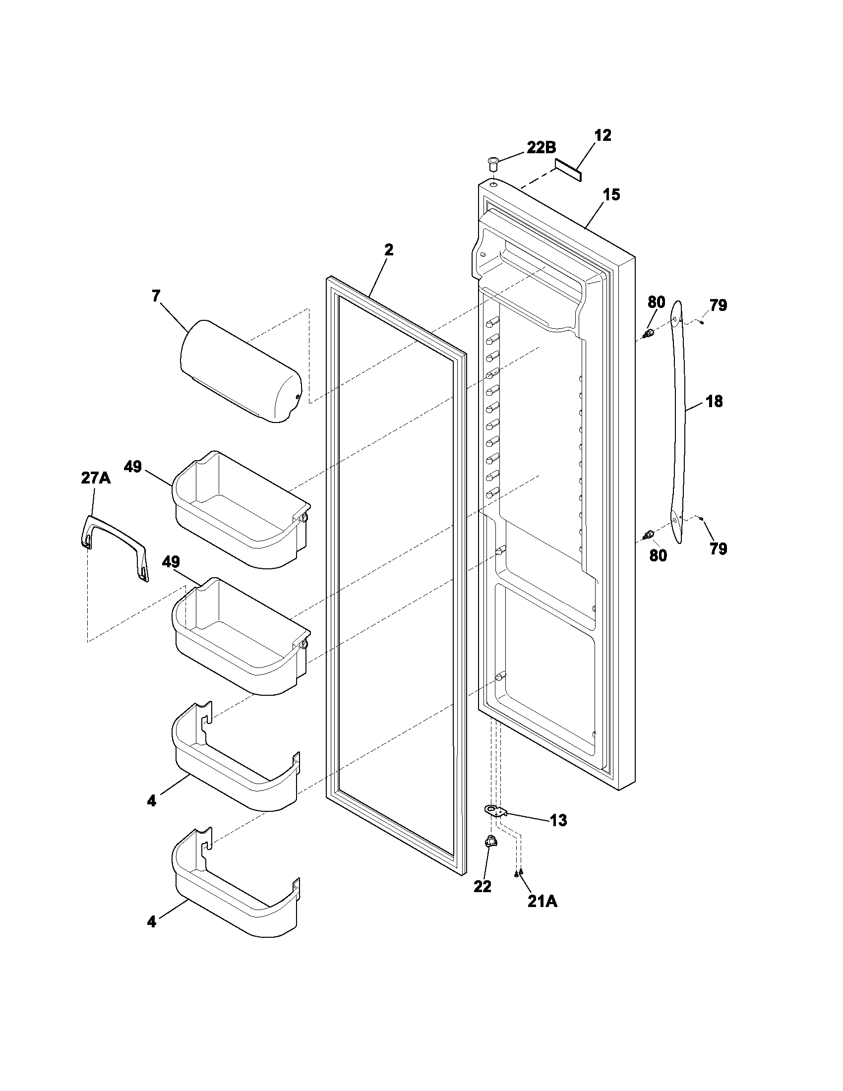 Frigidaire PLHS267ZCB1 refrigerator door diagram