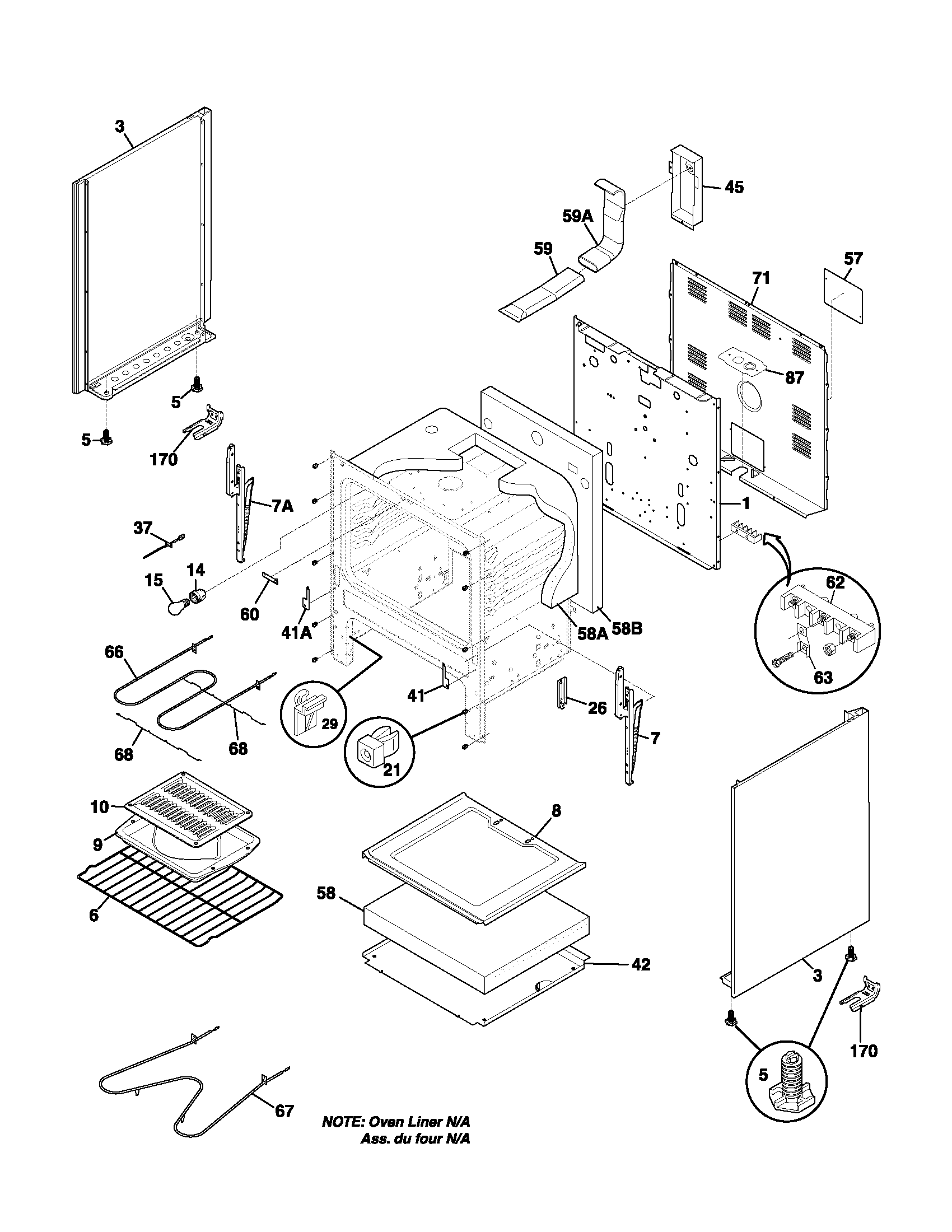 Frigidaire FEF336BCD body diagram