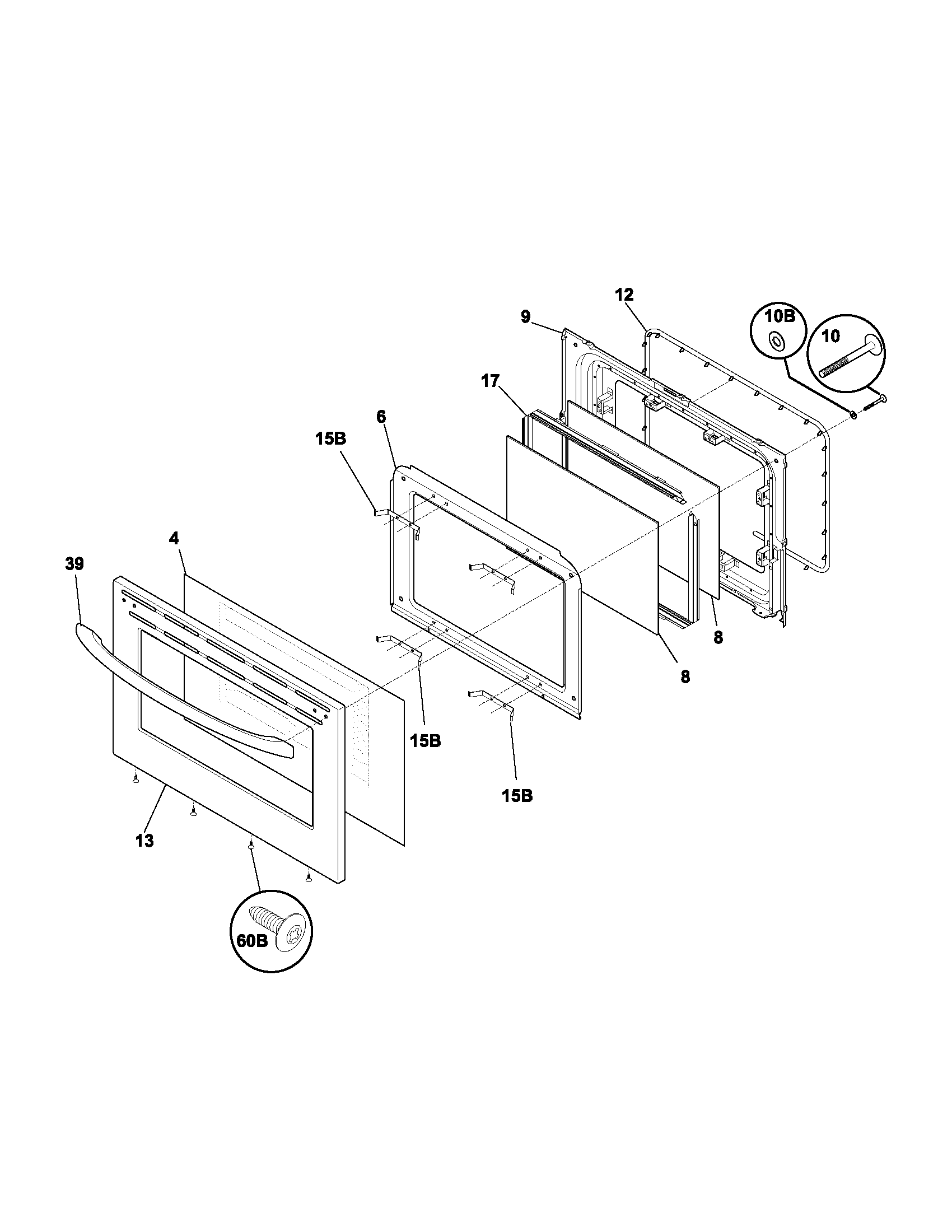 Frigidaire FEF336BCD door diagram