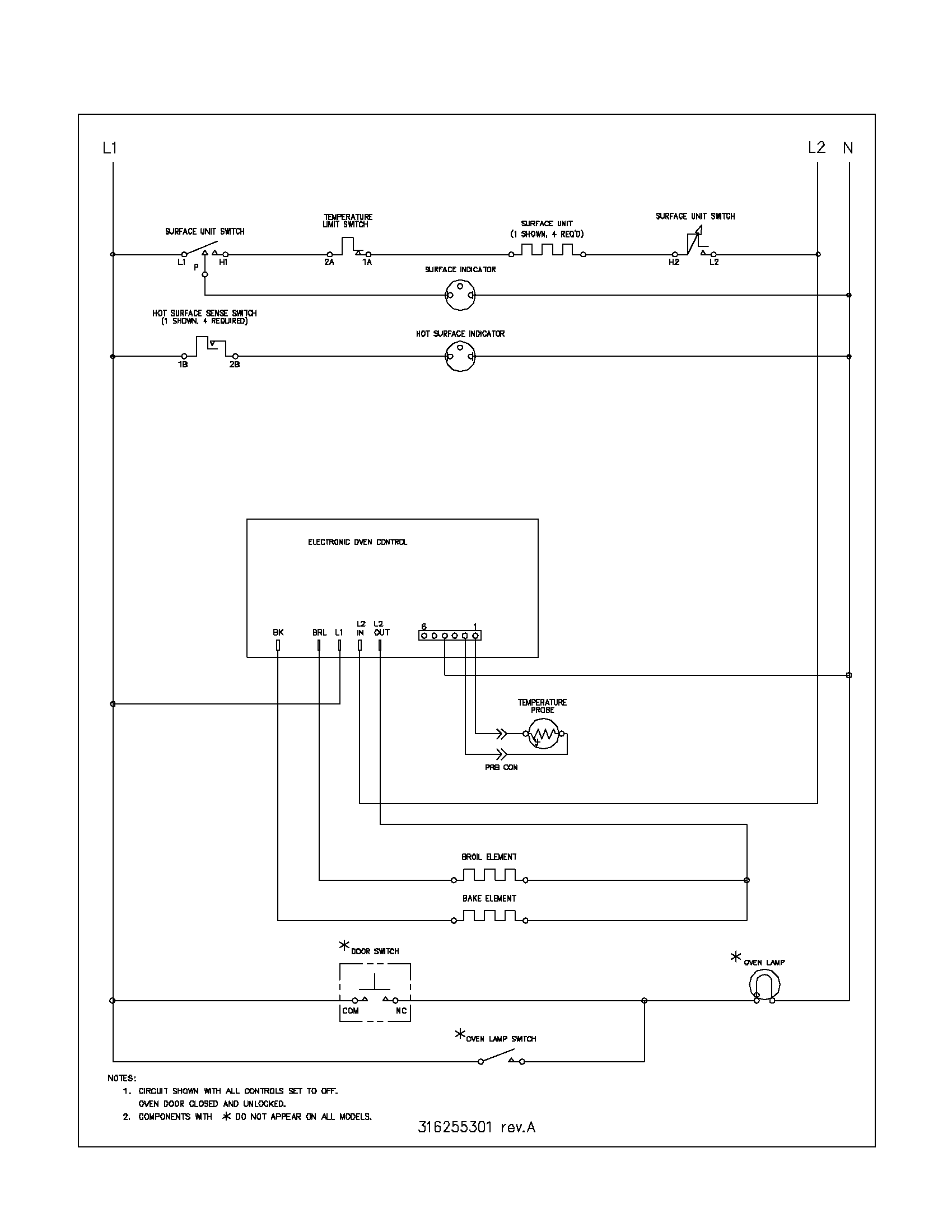 Frigidaire FEF336BCD wiring schematic diagram