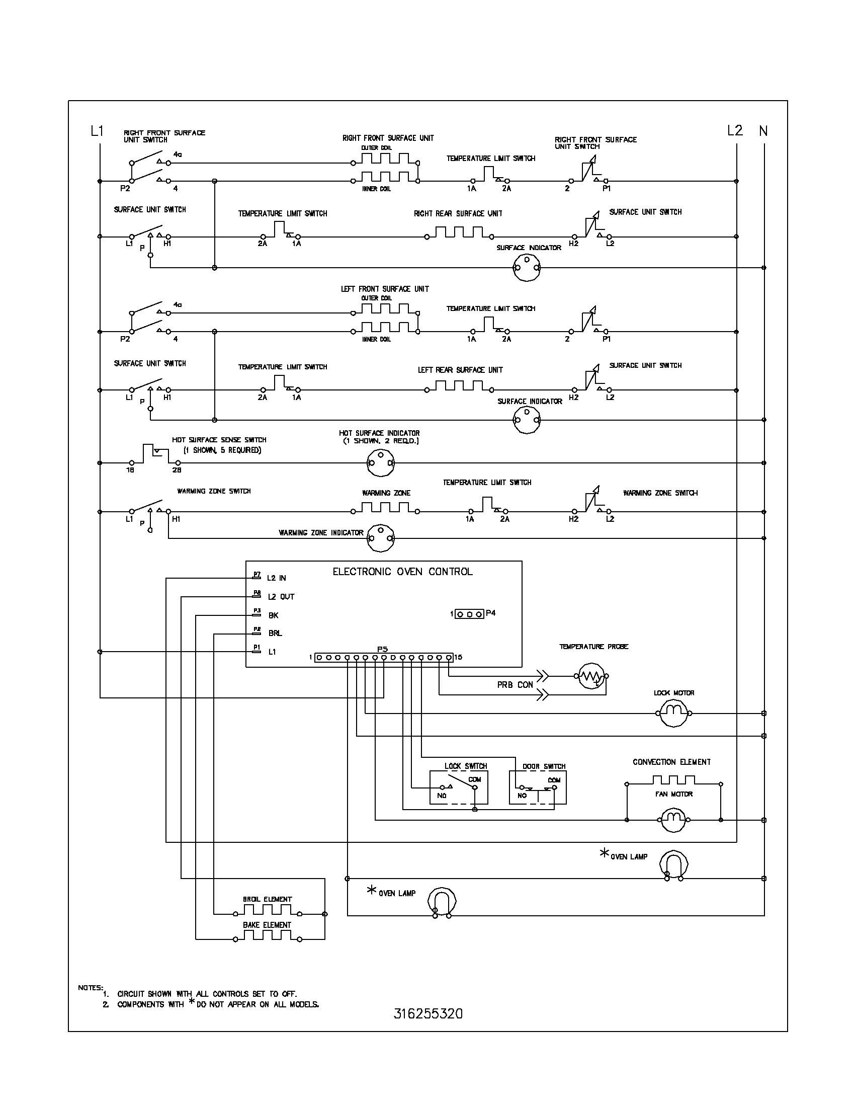 Frigidaire FEFL88ACC wiring schematic diagram