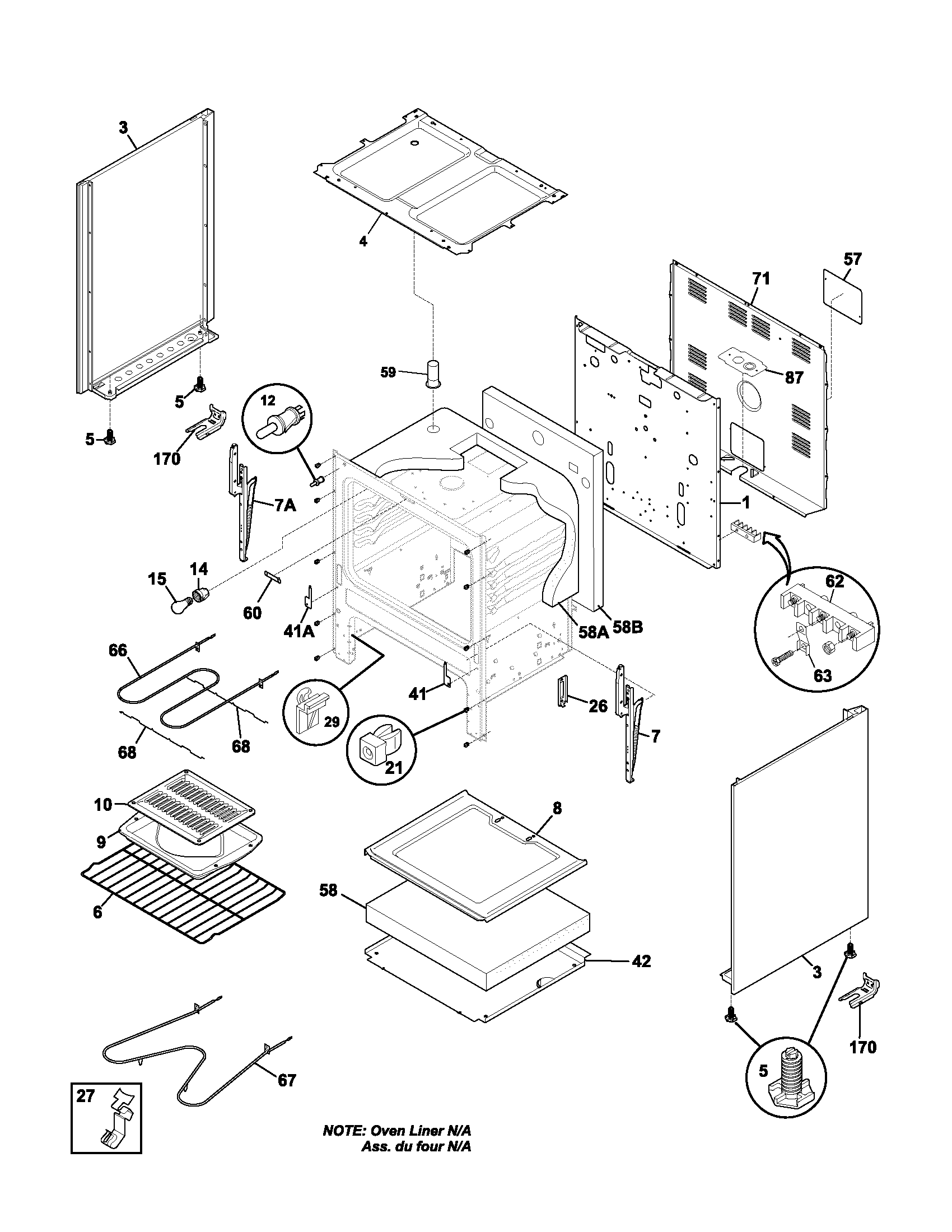 Frigidaire FEF312BSB body diagram