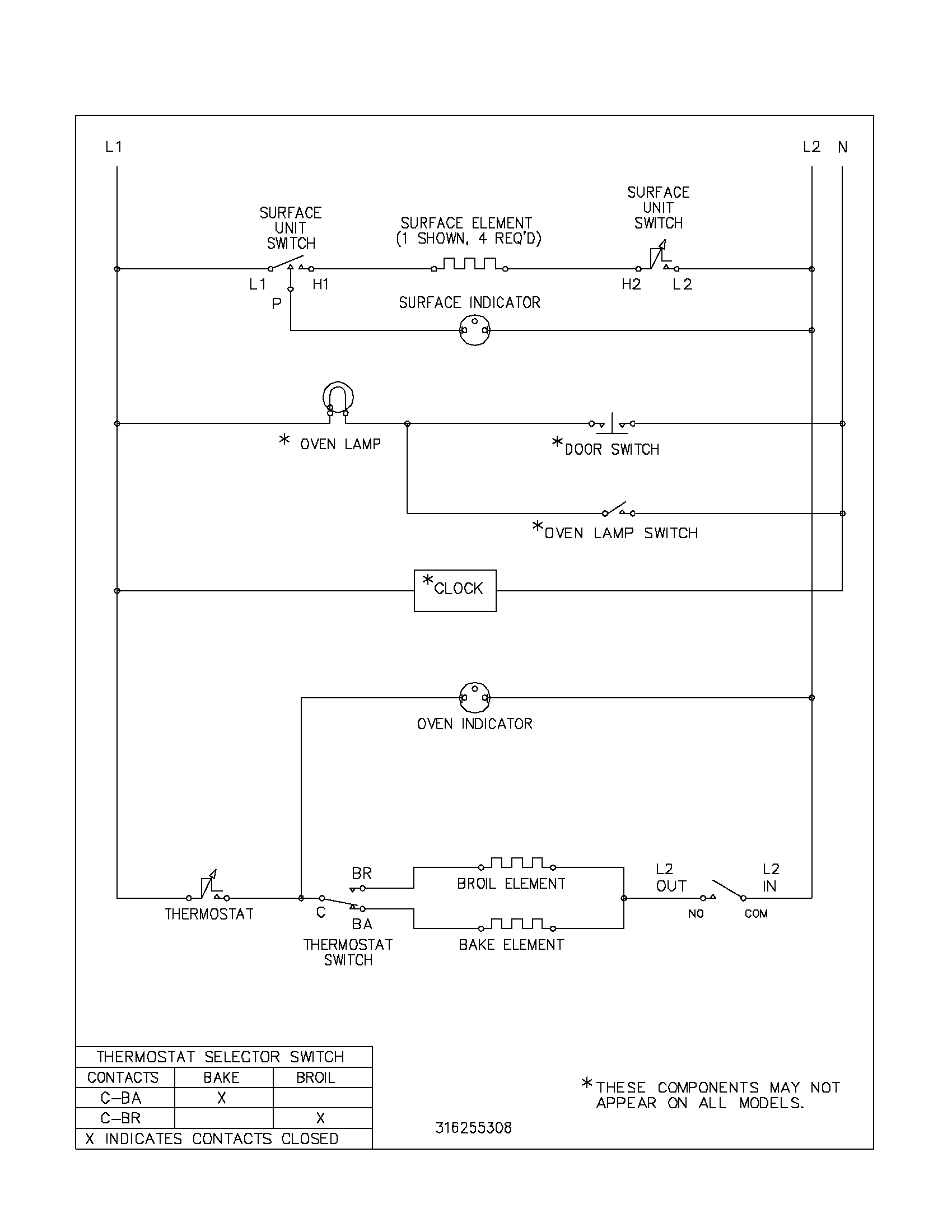 Frigidaire FEF312BSB wiring schematic diagram