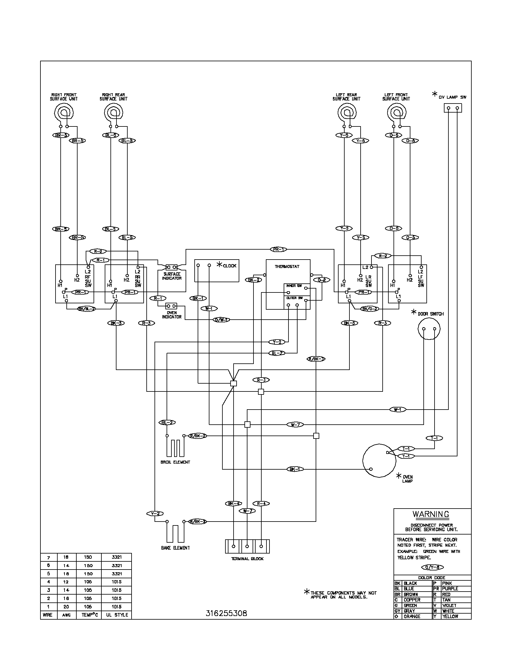 Frigidaire FEF312BSB wiring diagram diagram