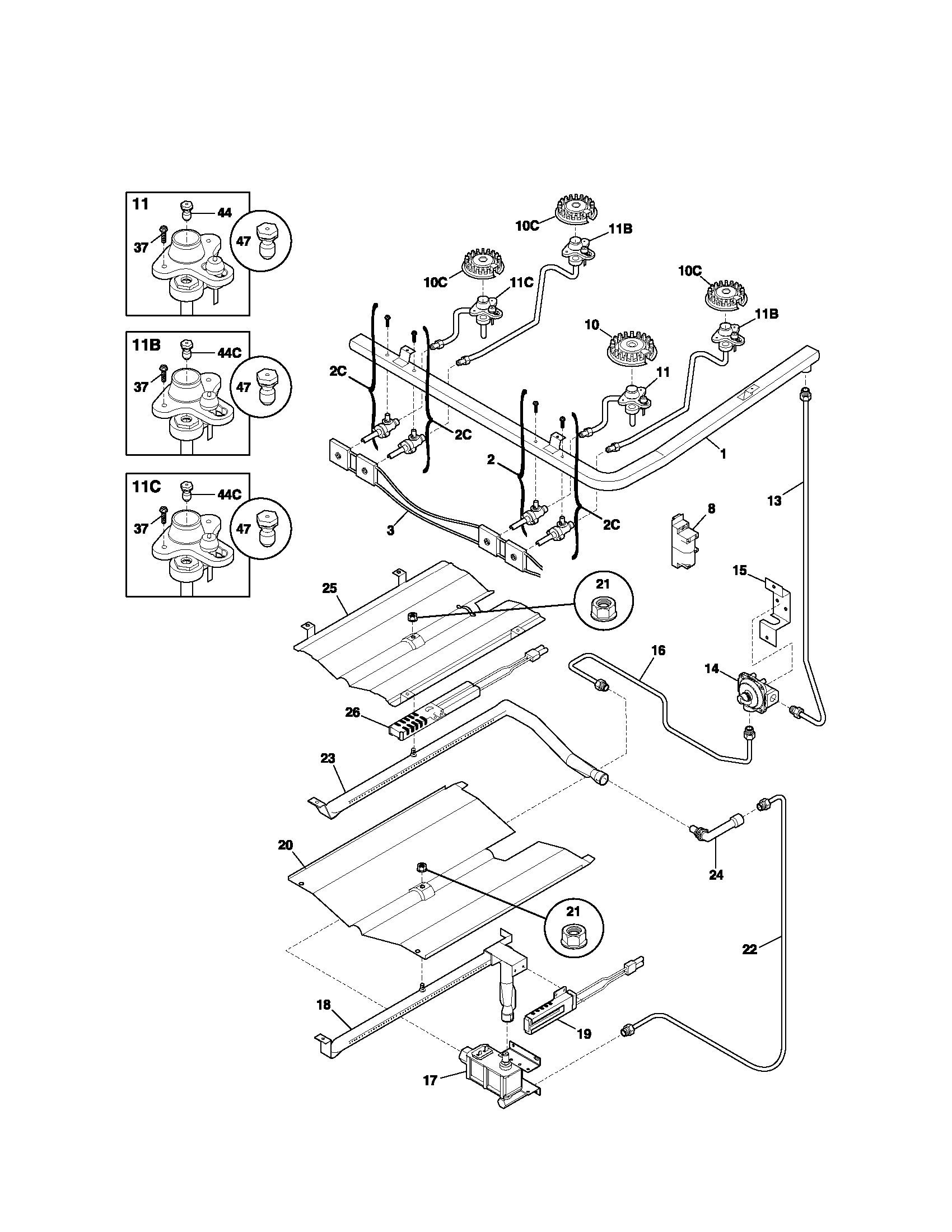 Kenmore 79075852301 burner diagram