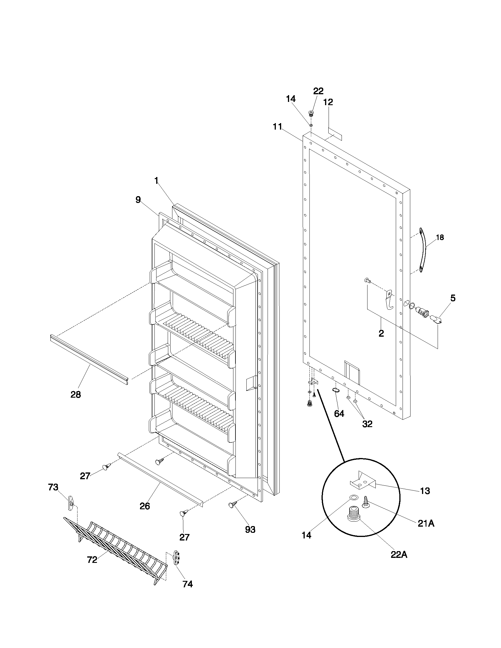 Frigidaire FFU20FC6CW1 door diagram