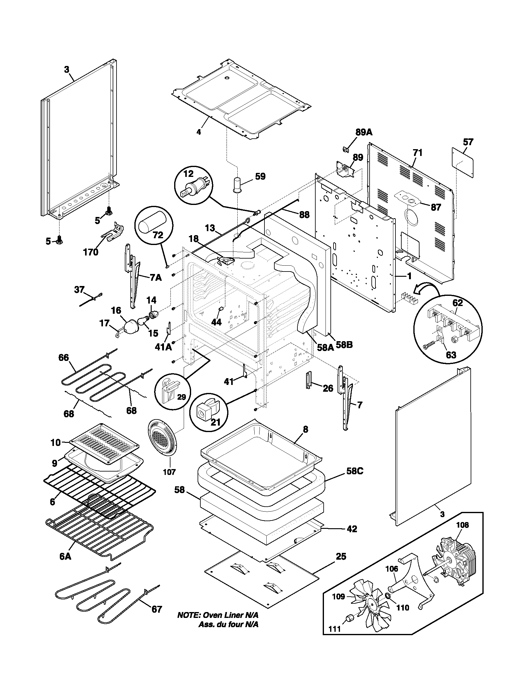 Frigidaire FEF357BSD body diagram