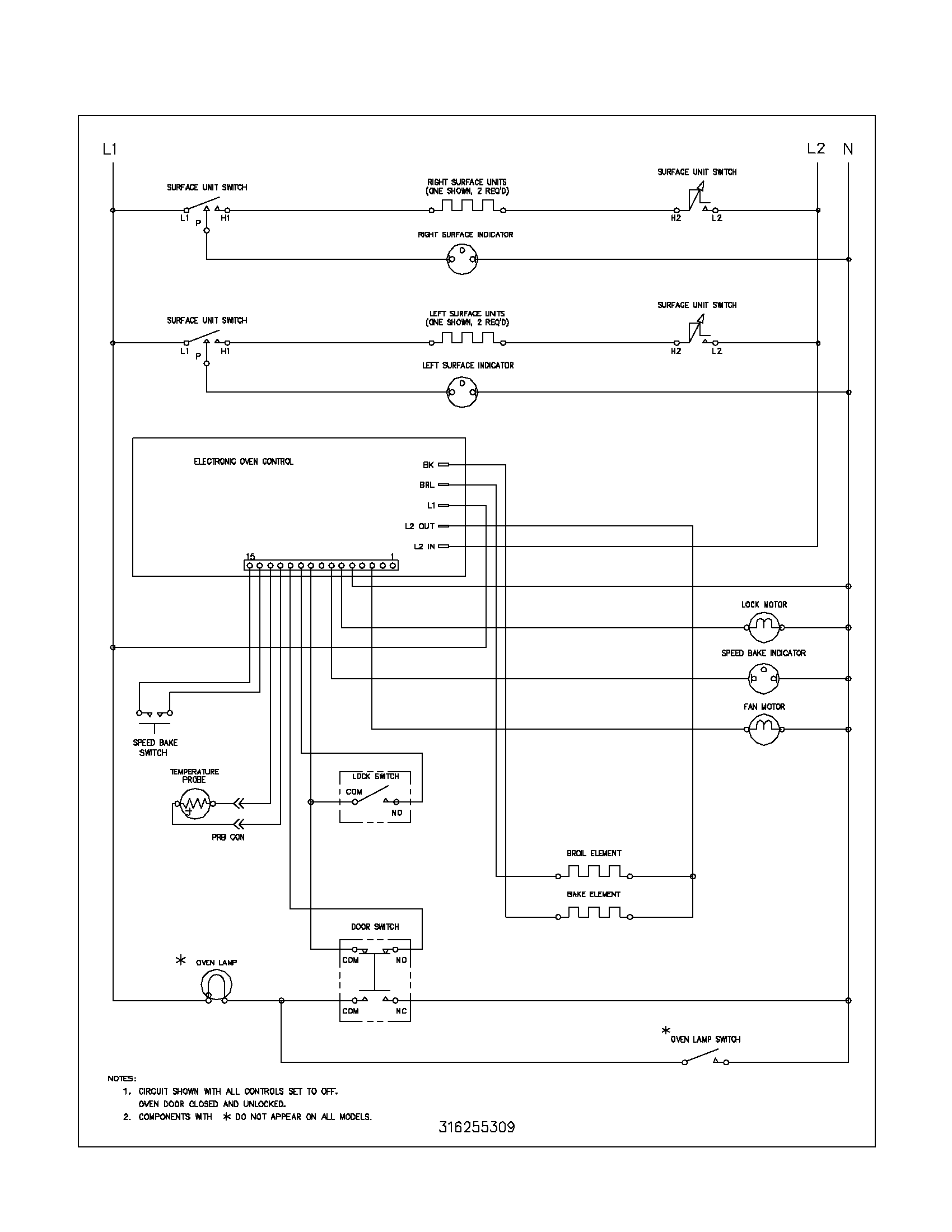 Frigidaire FEF357BSD wiring schematic diagram