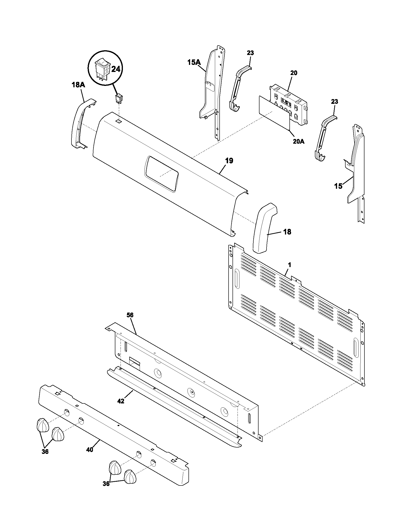 Frigidaire FGF326ASE backguard diagram