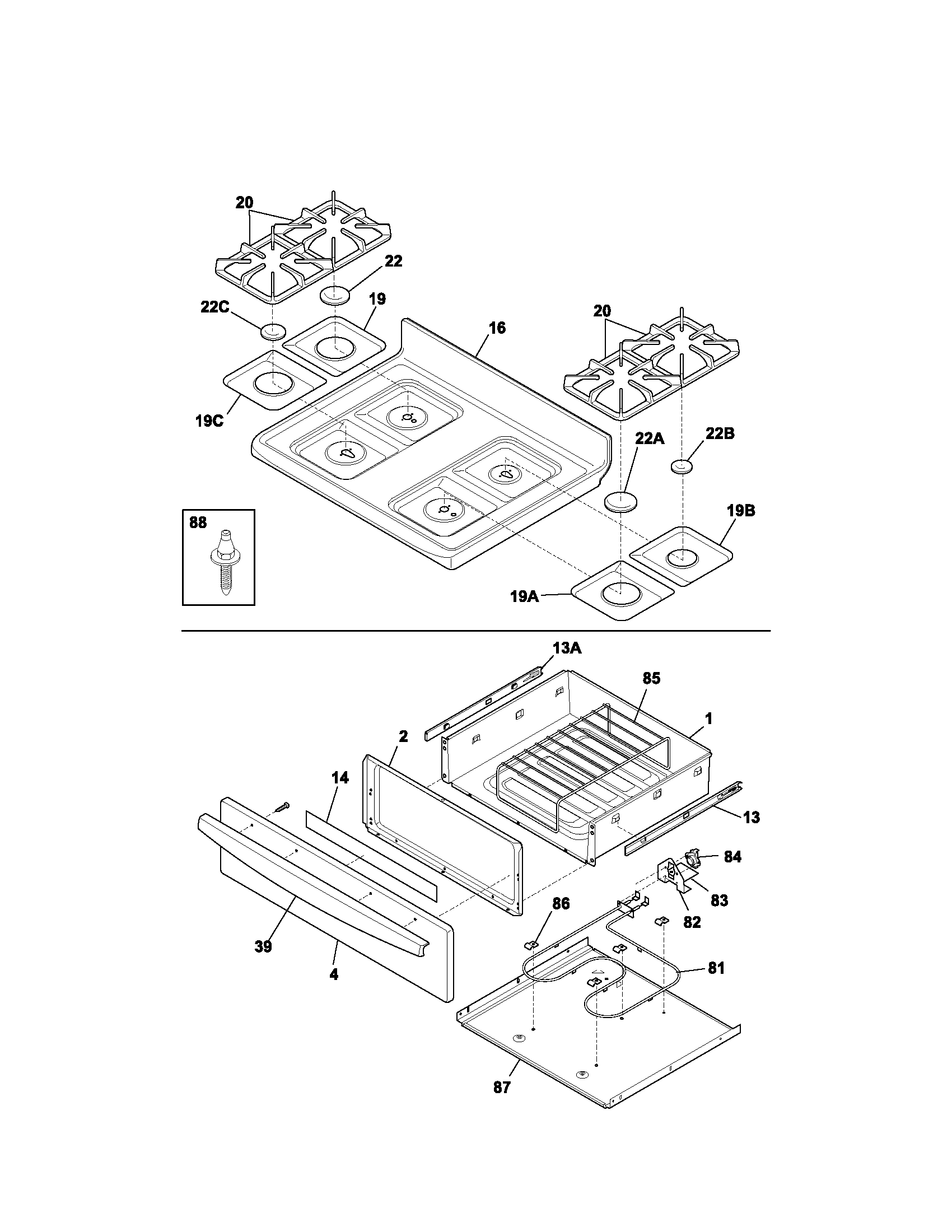 Kenmore 79075929301 top/drawer diagram