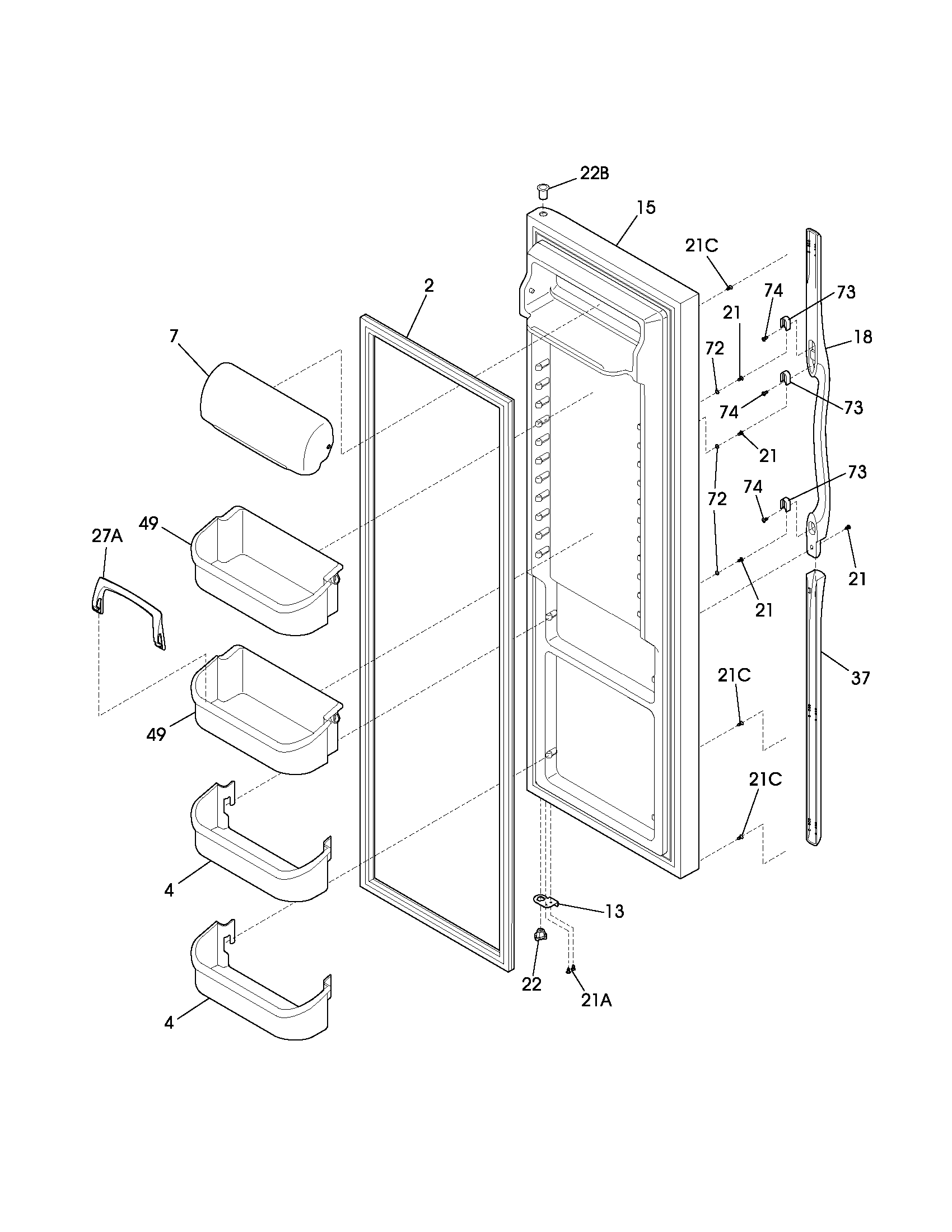 Frigidaire FRS26HF6BB4 refrigerator door diagram