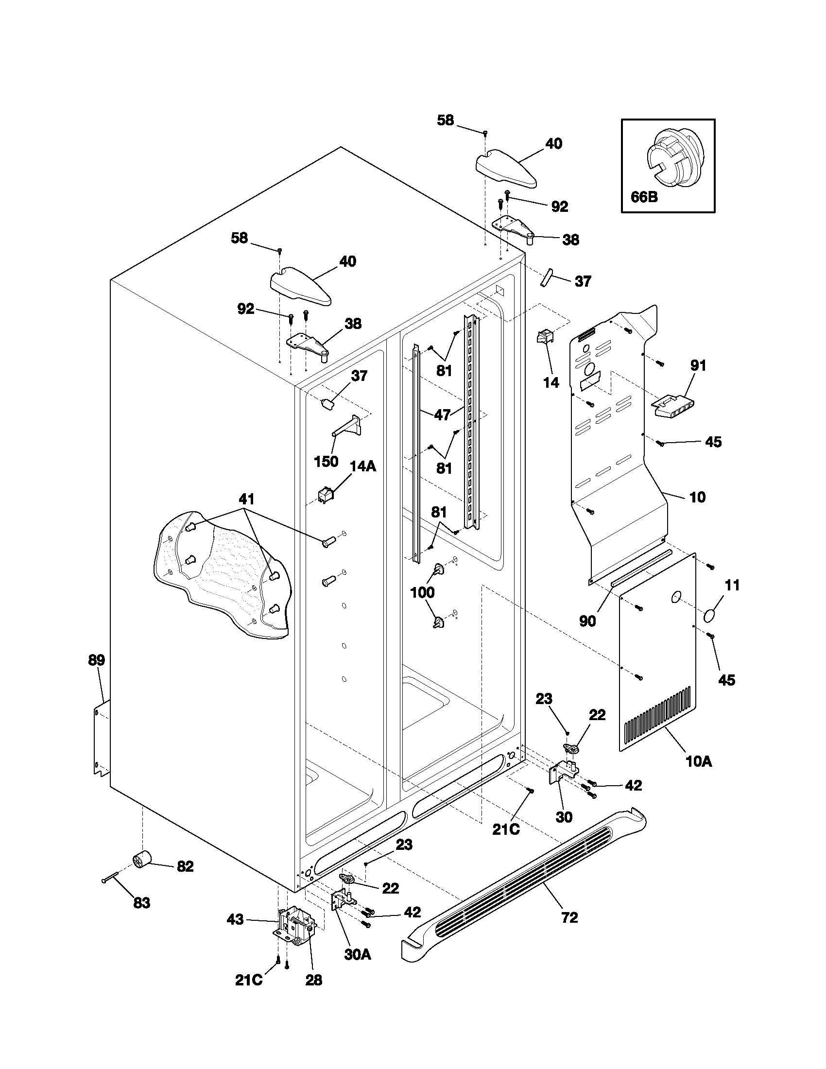 Frigidaire FRS26R4CB1 cabinet diagram