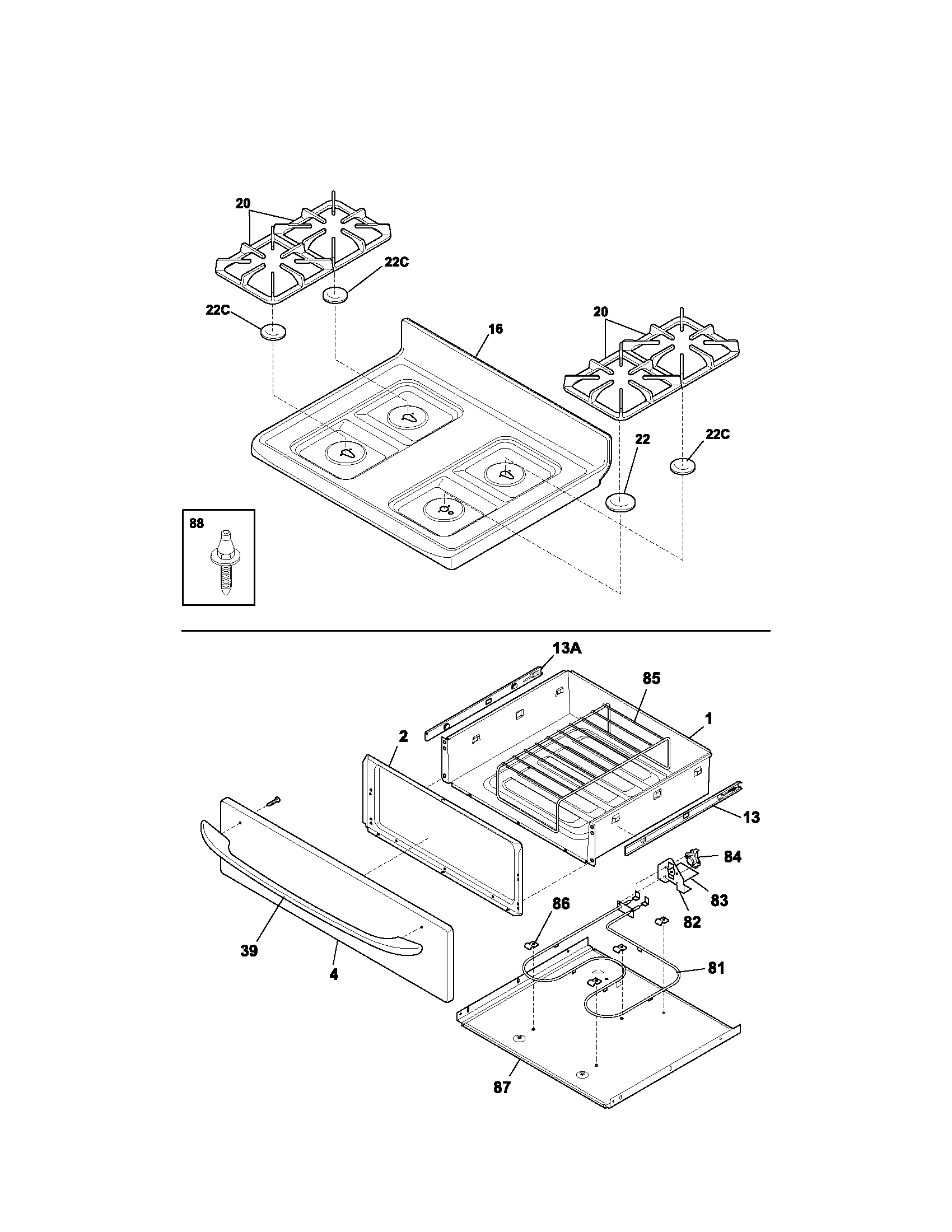 Kenmore 79075853301 top/drawer diagram