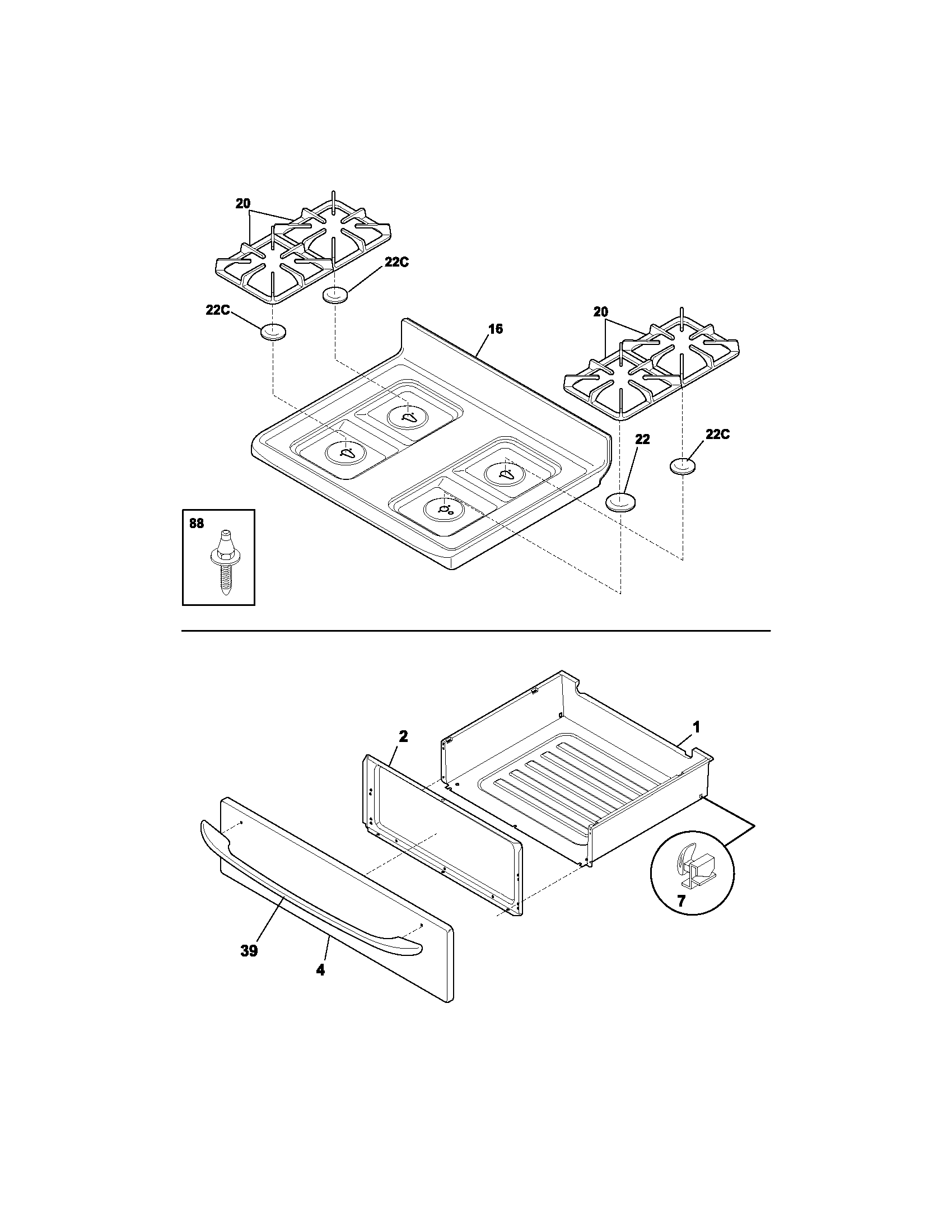 Kenmore 79075413301 top/drawer diagram