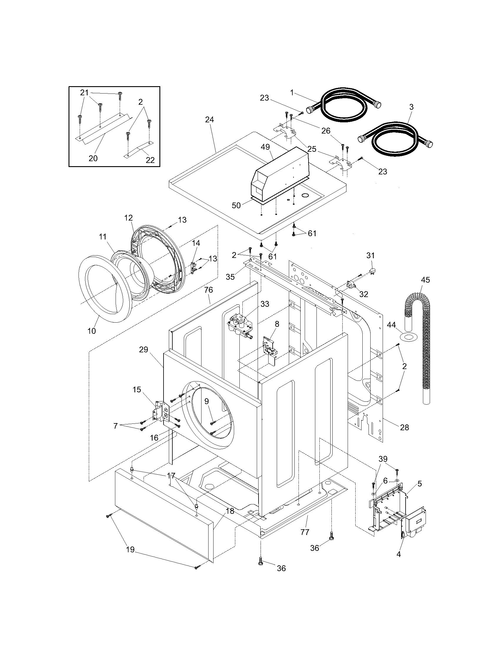 Kenmore 41724182300 cabinet/door/top diagram