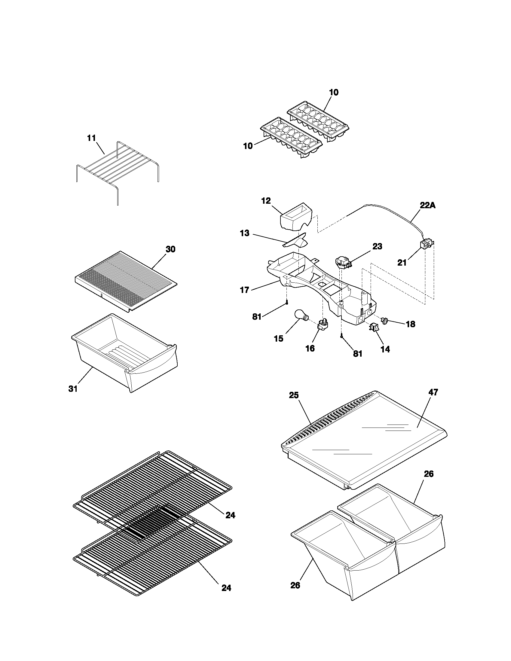 Kenmore 2533180910D shelves diagram