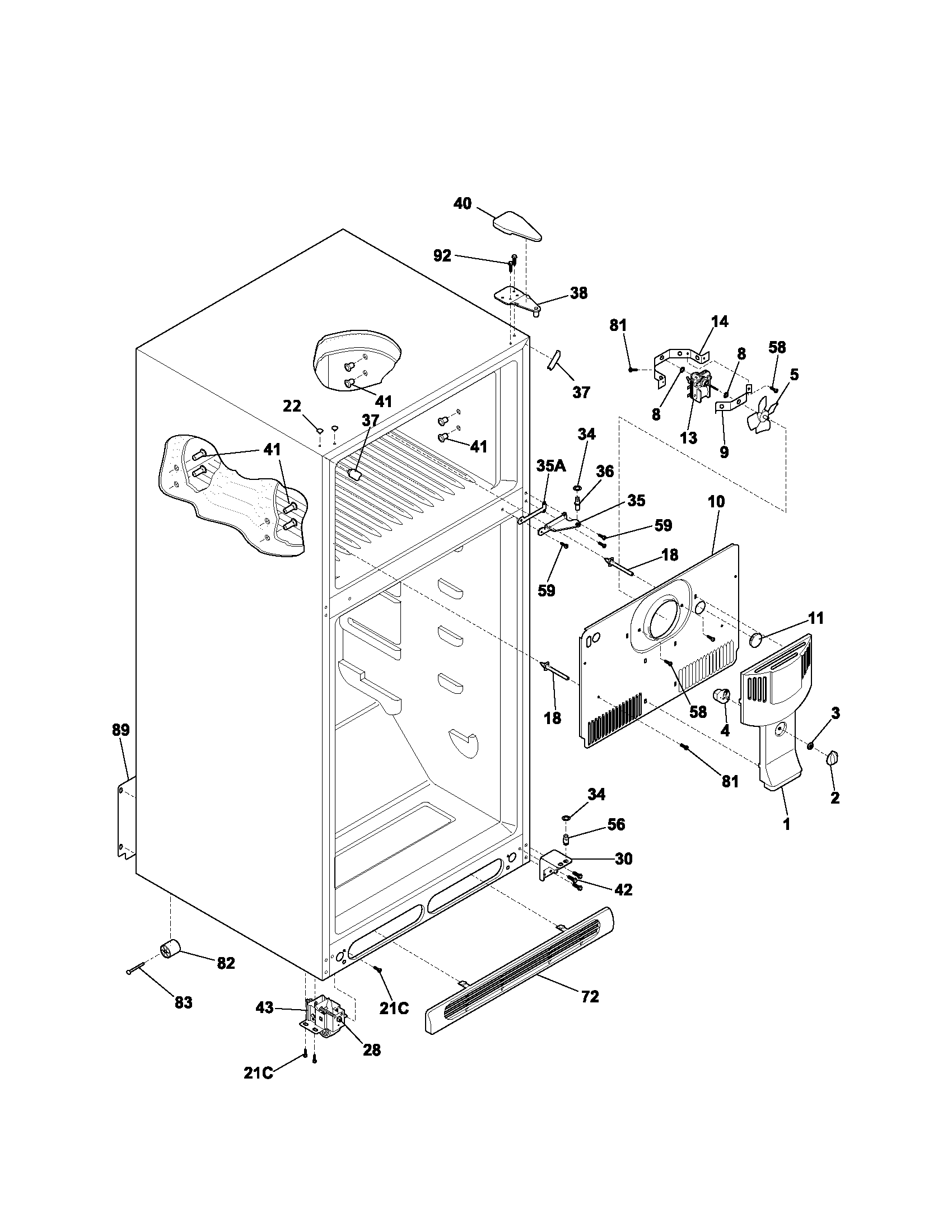 Kenmore 25331814302 cabinet diagram