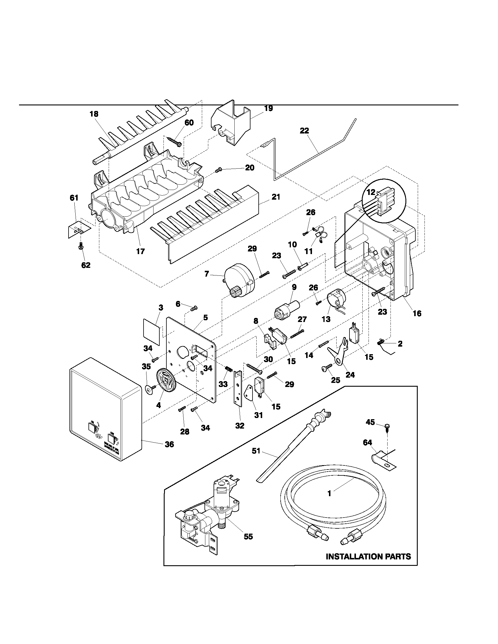 Kenmore 25331814302 ice maker diagram