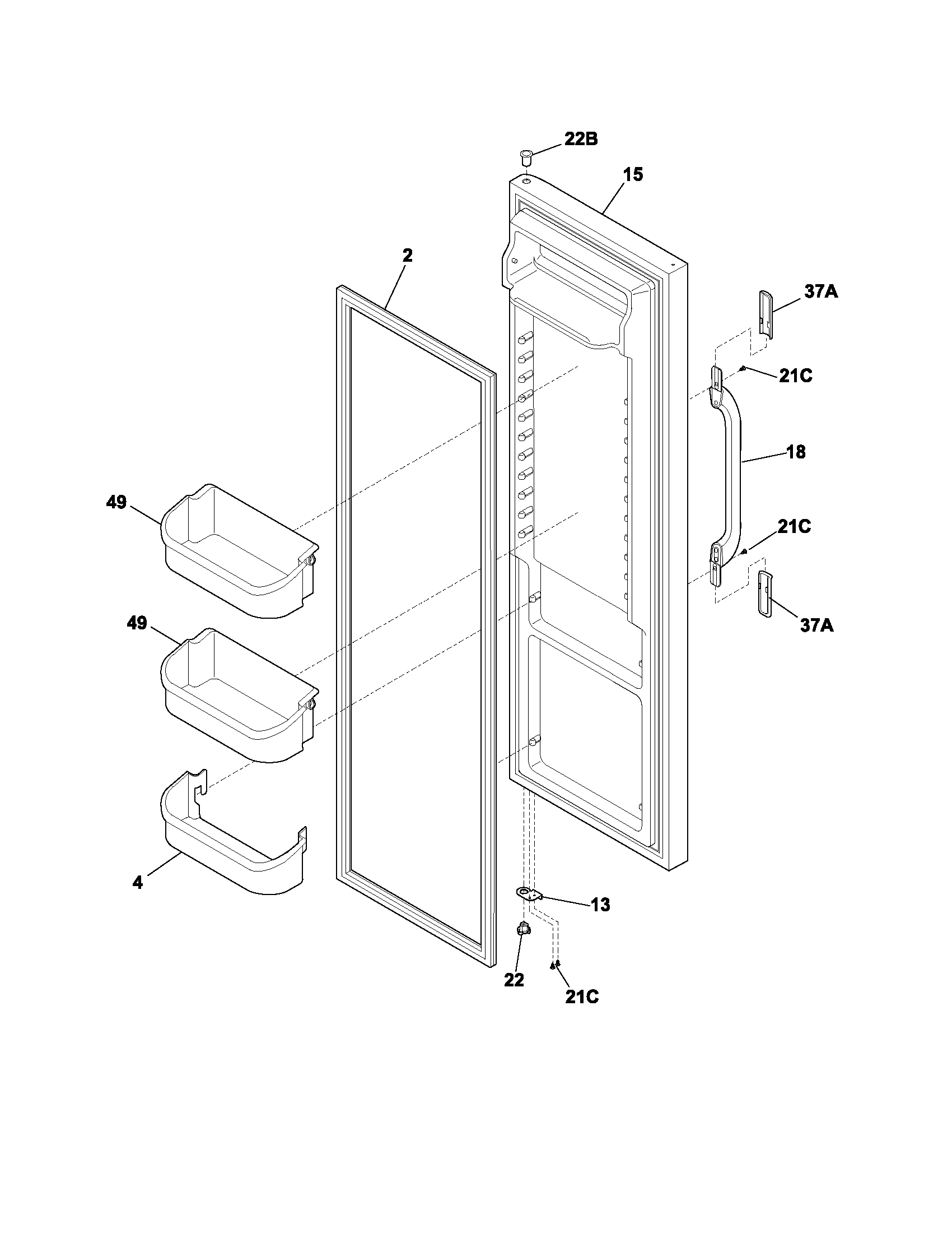 White-Westinghouse WRS23W0AW8 refrigerator door diagram