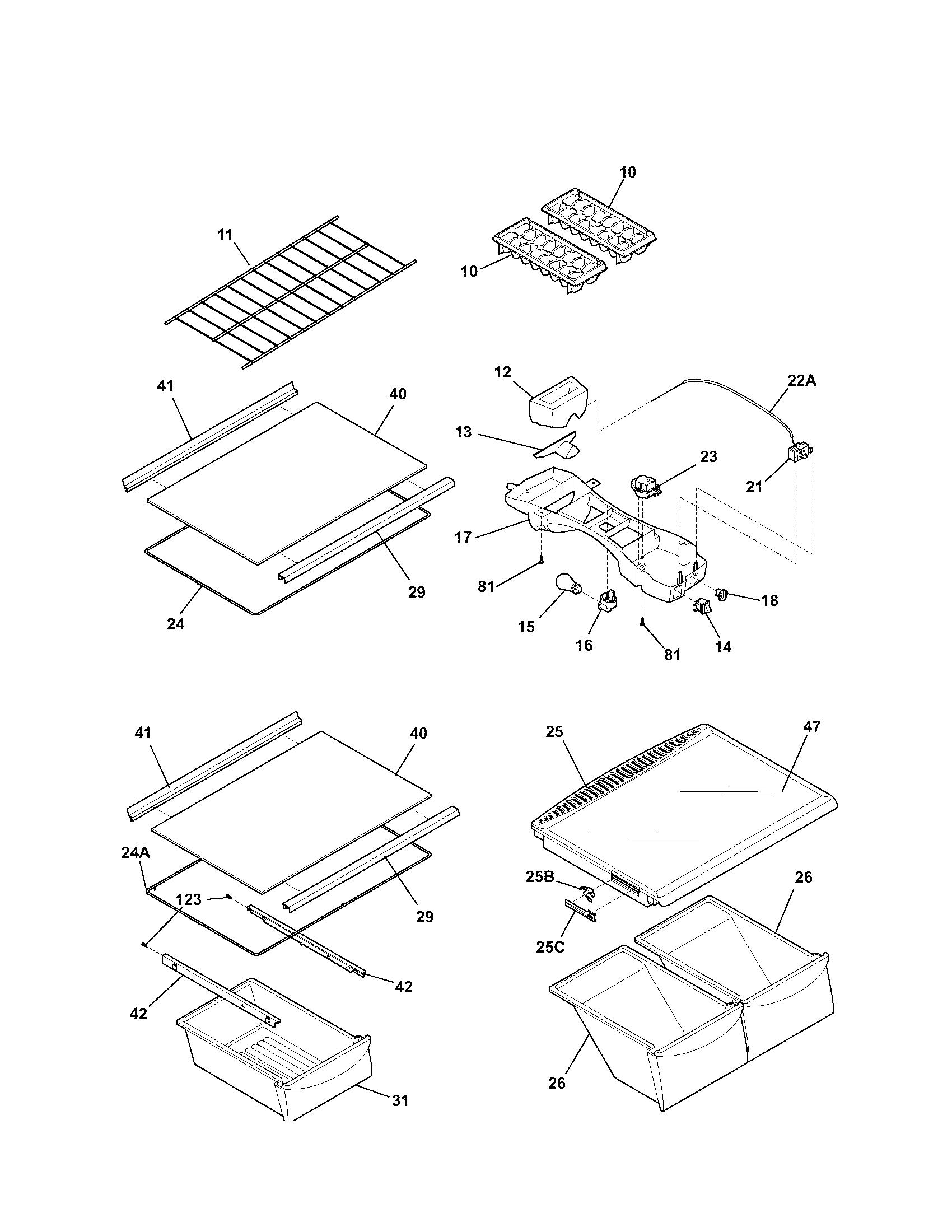 Kenmore 25331123302 shelves diagram