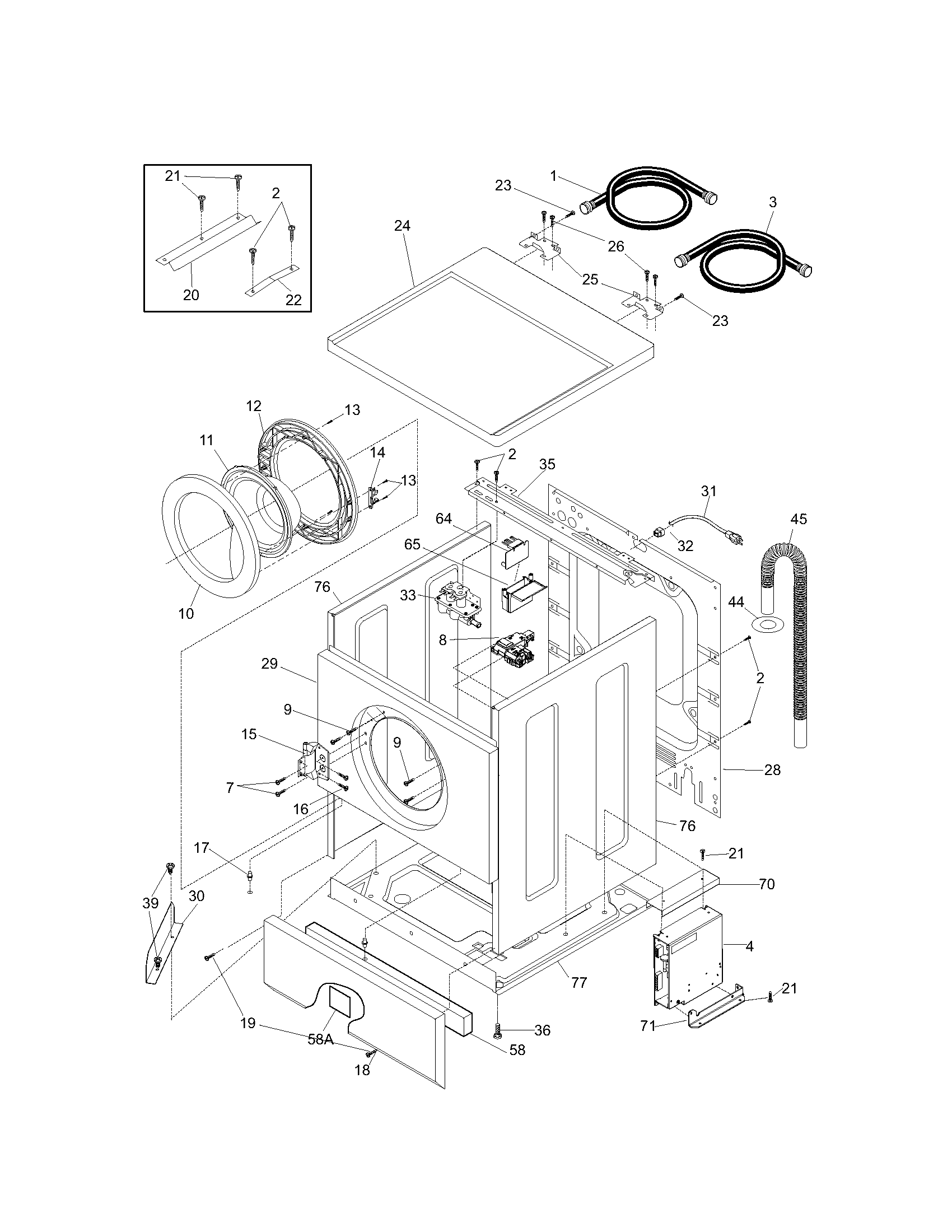Kenmore 41743142300 cabinet/door/top diagram