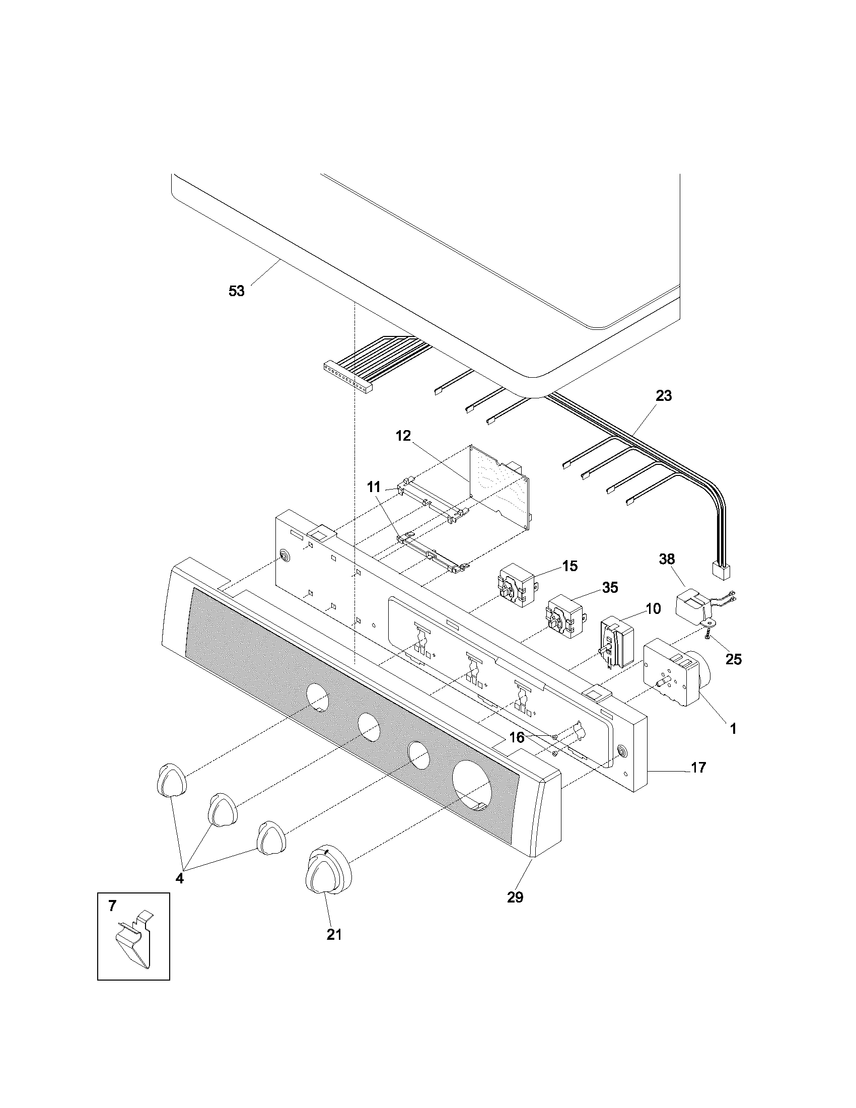 Kenmore 41783042300 controls/top panel diagram