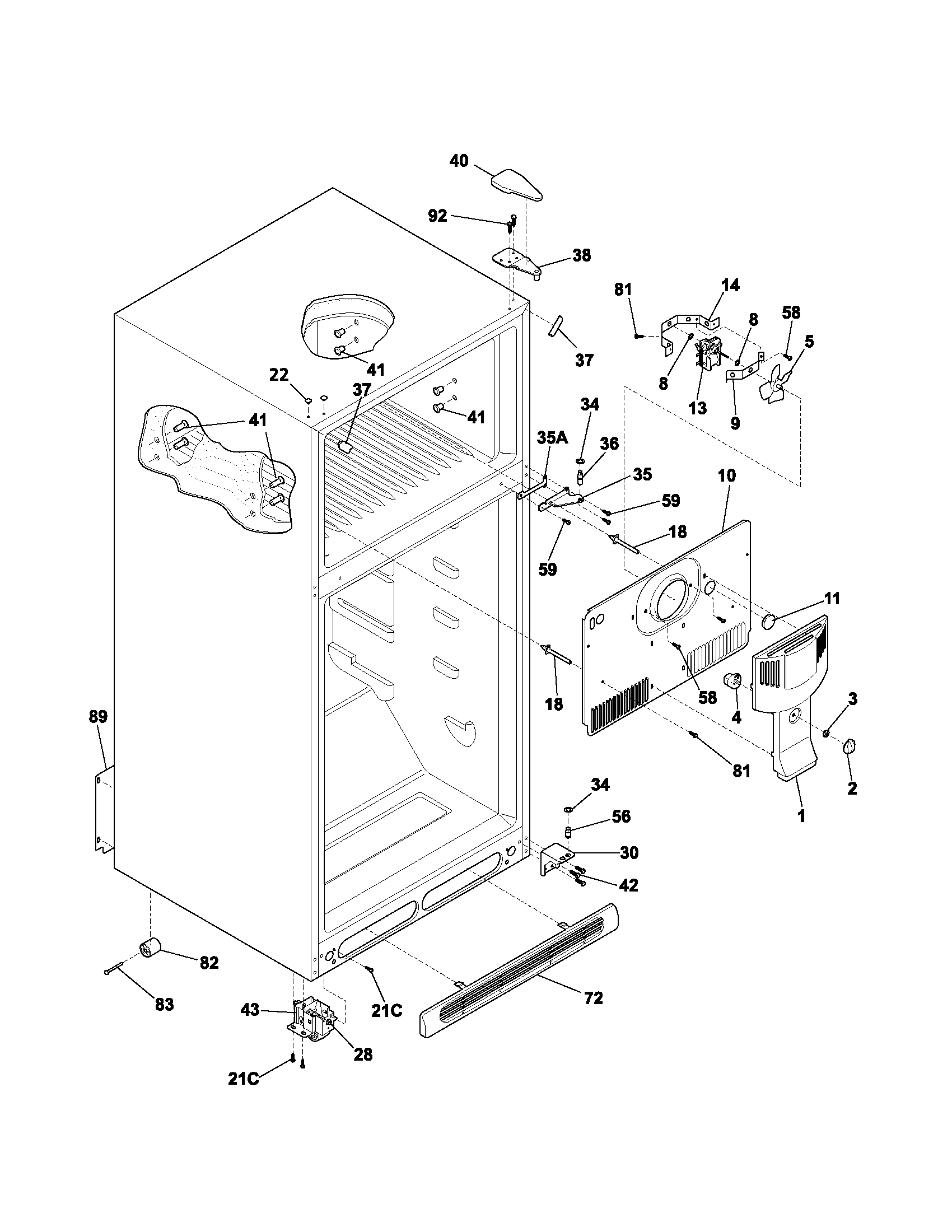 Kenmore 25371792305 cabinet diagram