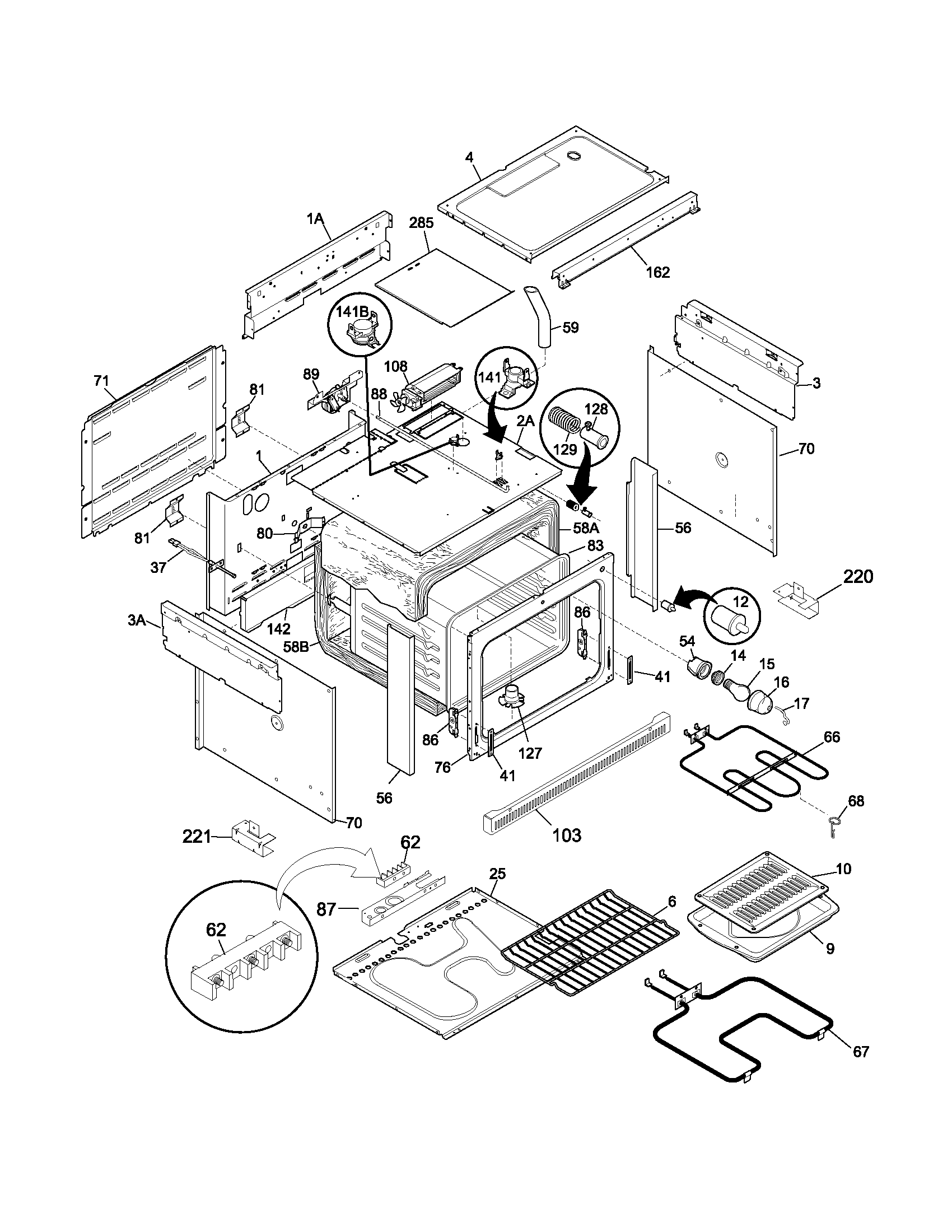 Frigidaire FED355DSA body diagram