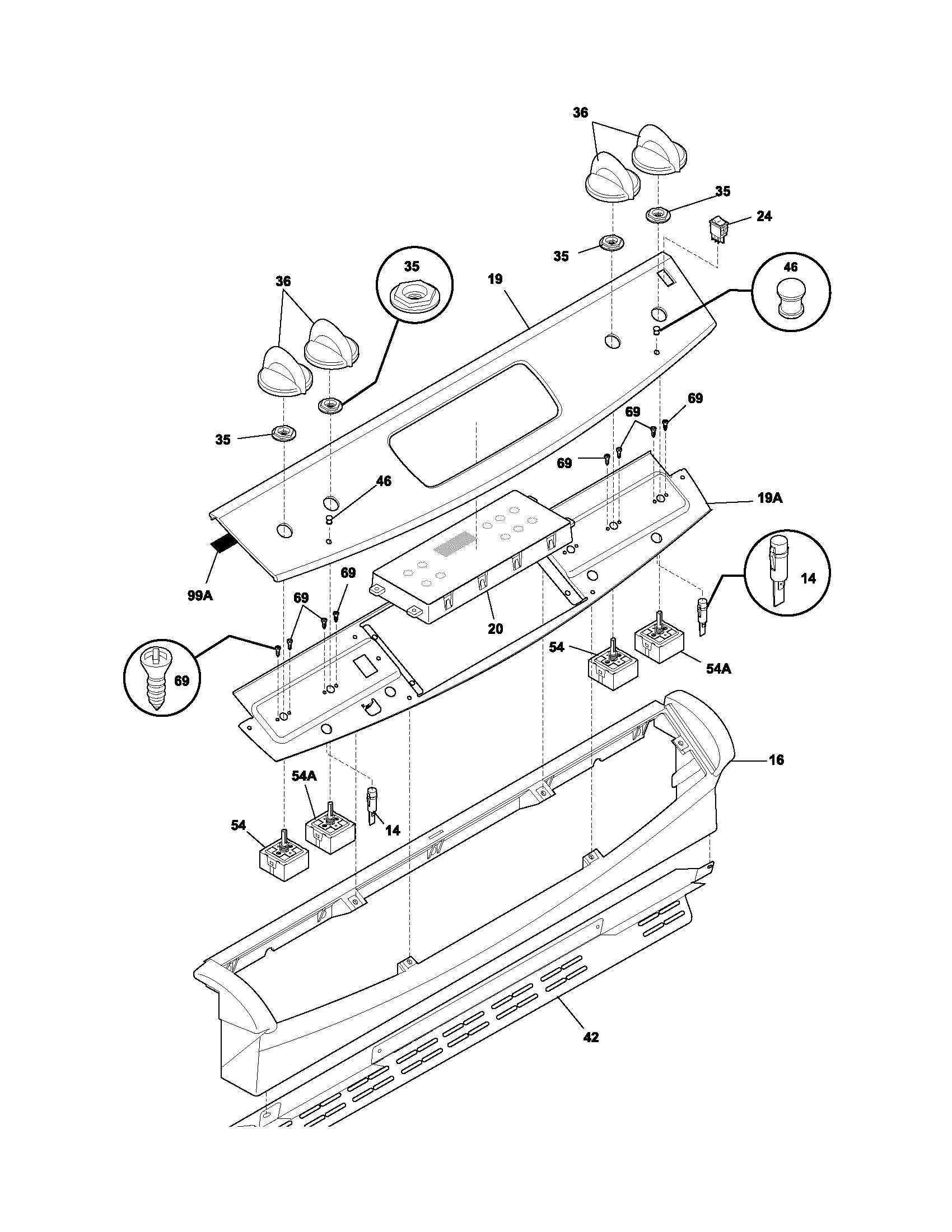 Frigidaire FES355DBA backguard diagram