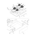 Frigidaire FES355DBA top/drawer diagram