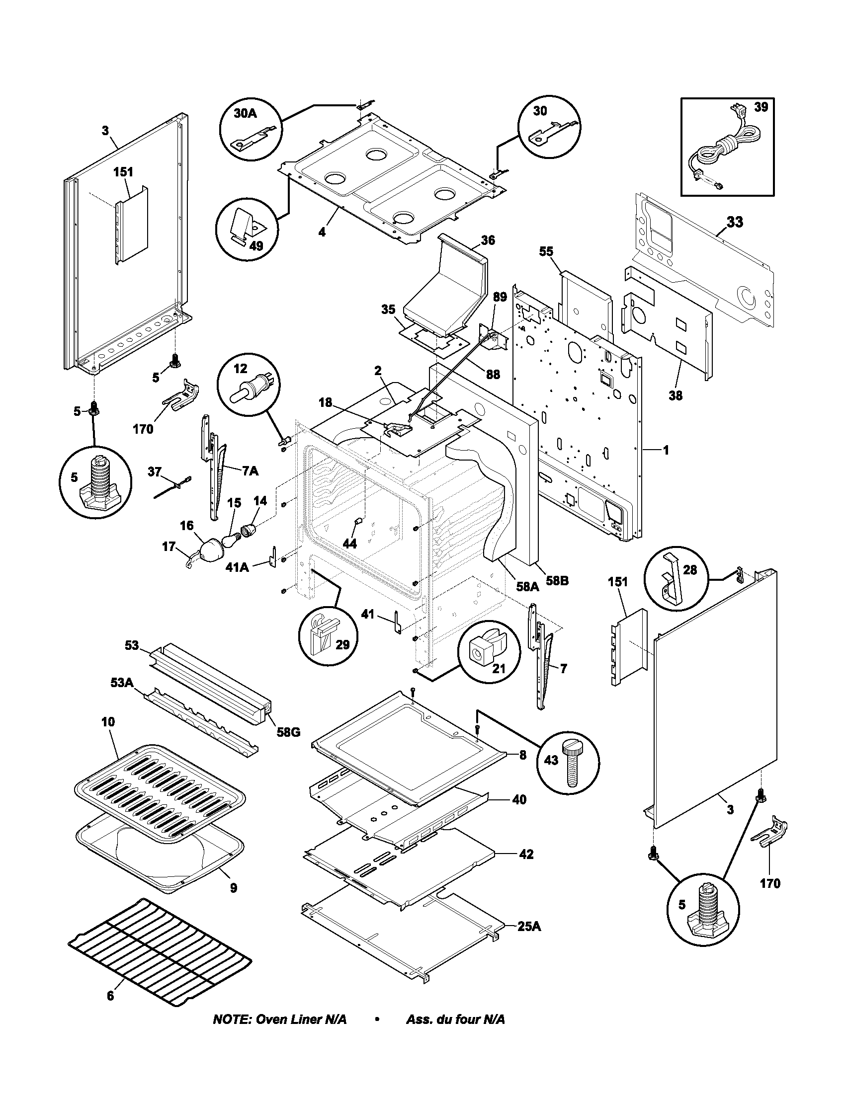Frigidaire FGF366CCB body diagram