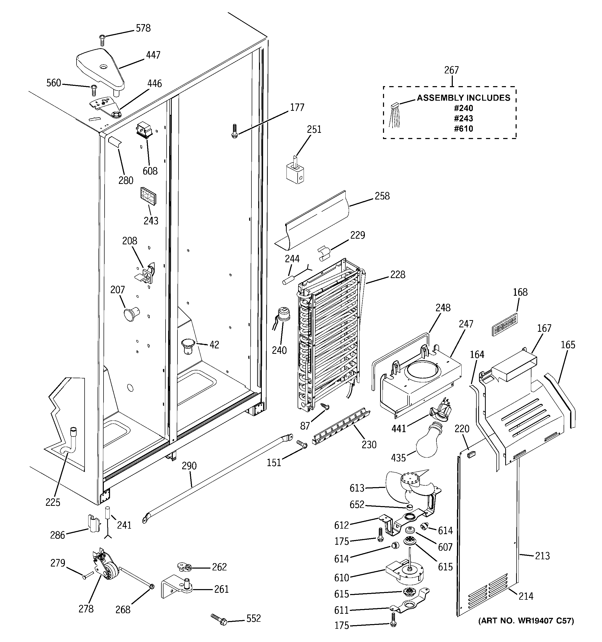 RCA RSG22IBPCFWW freezer section diagram