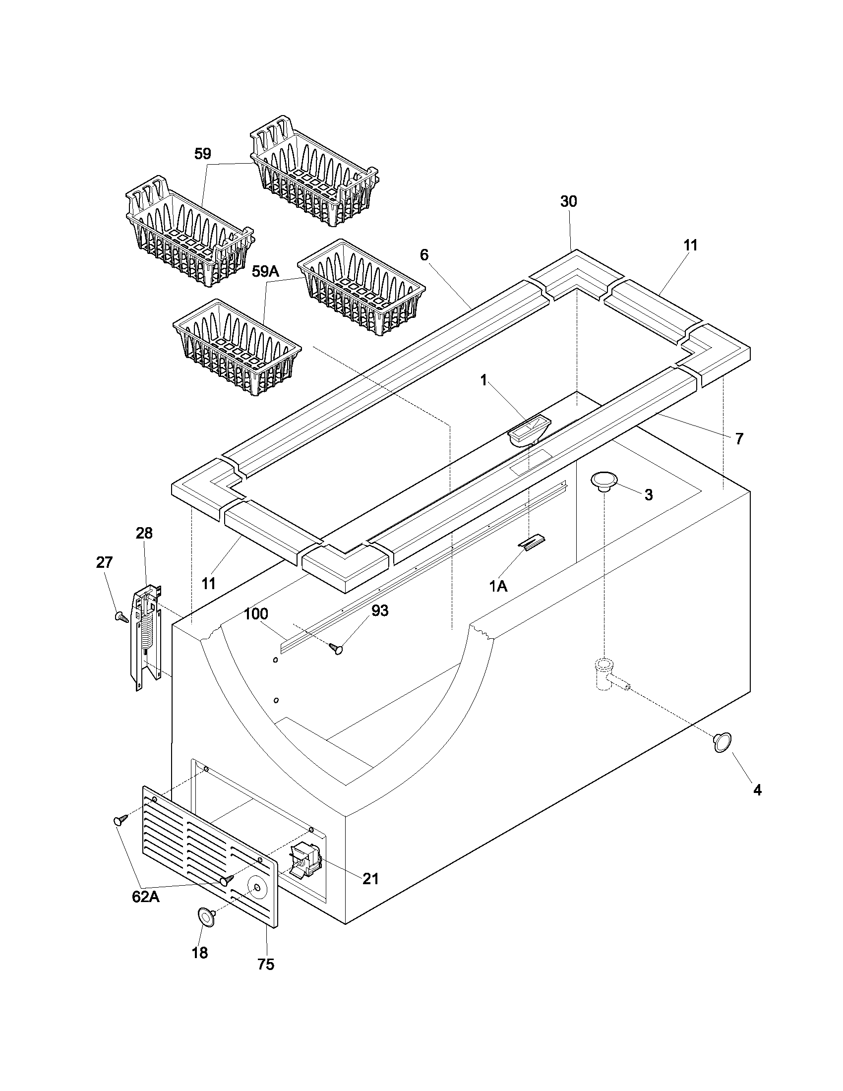 Frigidaire FFC09C6CW1 cabinet diagram